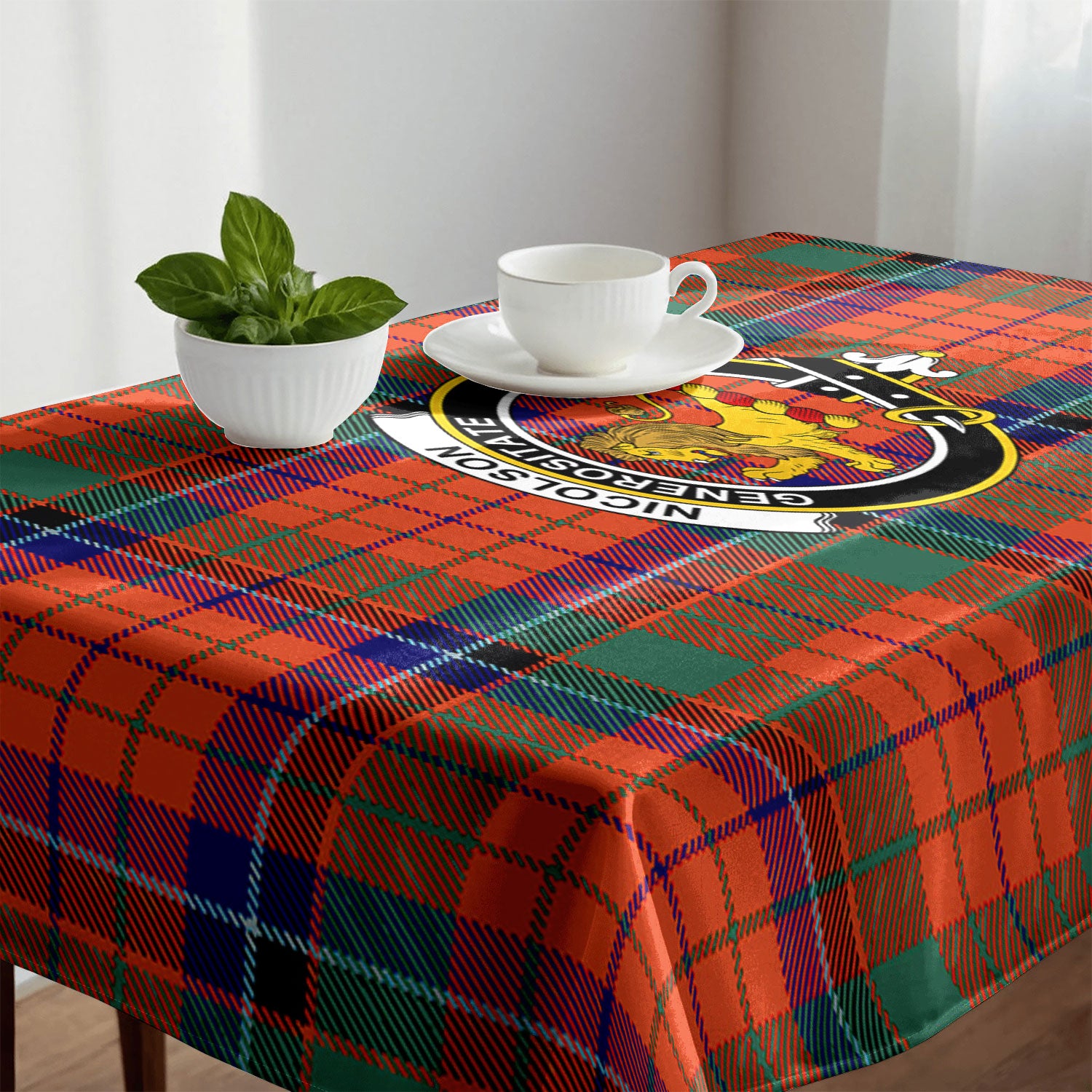 Nicolson Ancient Old Tartan Crest Tablecloth