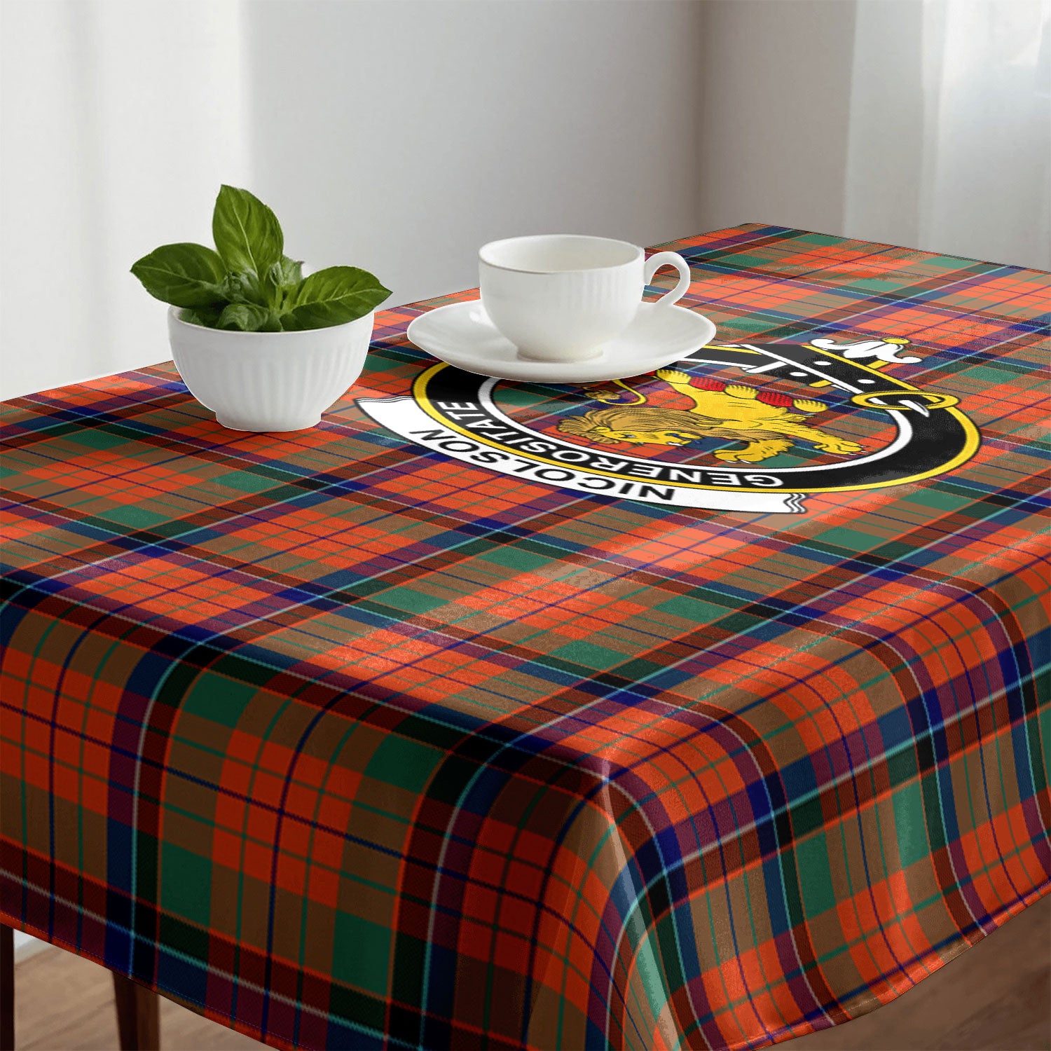 Nicolson Ancient Tartan Crest Tablecloth