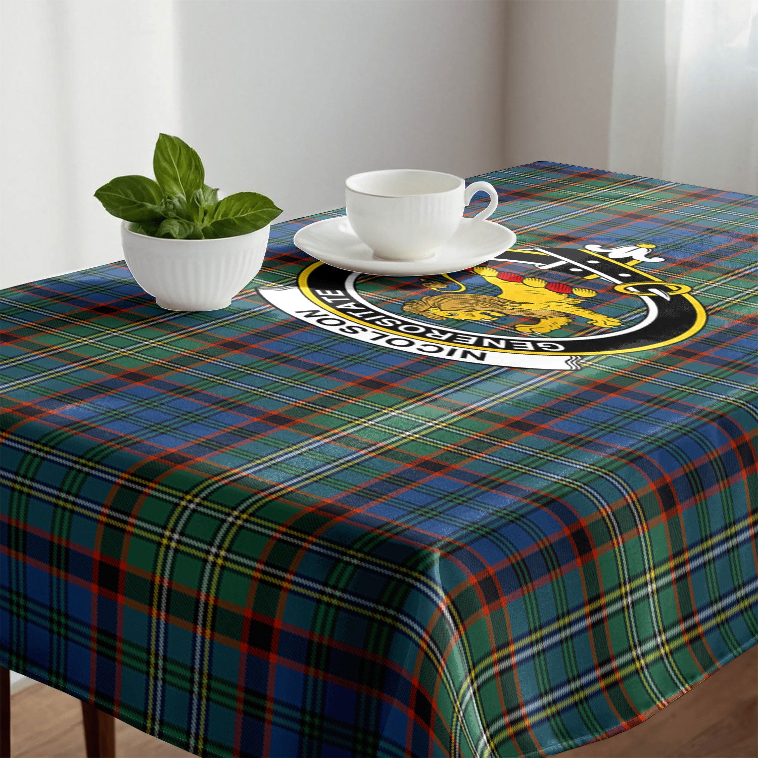 Nicolson Hunting Ancient Tartan Crest Tablecloth