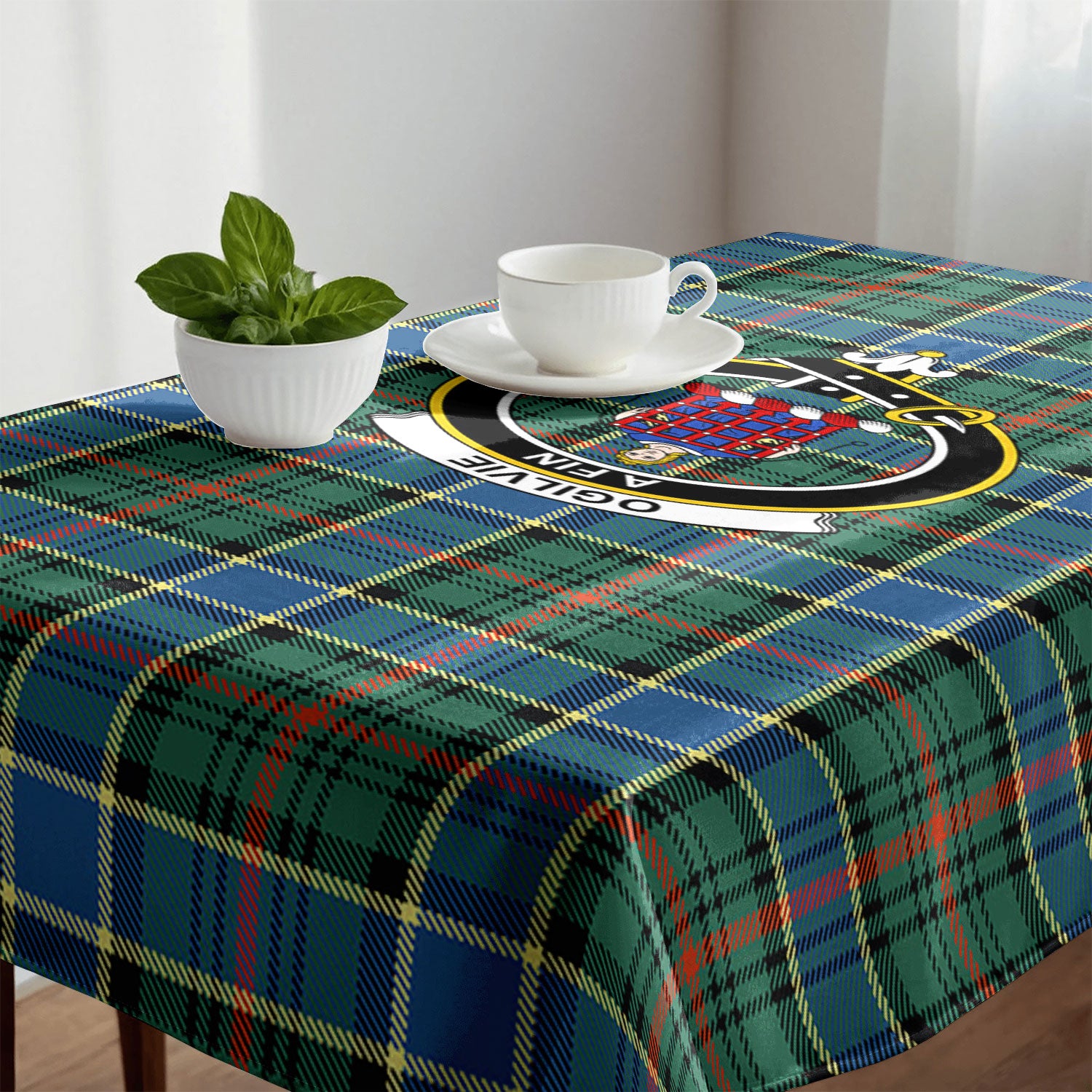 Ogilvie Hunting Ancient Tartan Crest Tablecloth