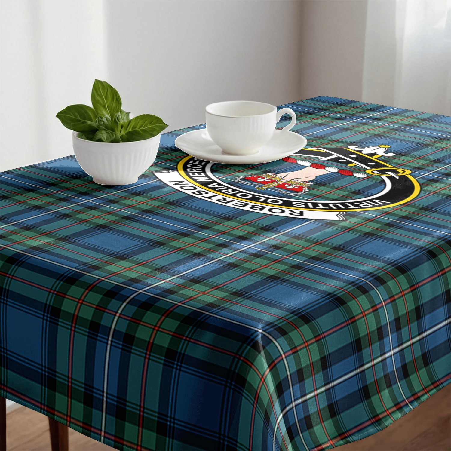 Robertson Hunting Ancient Tartan Crest Tablecloth