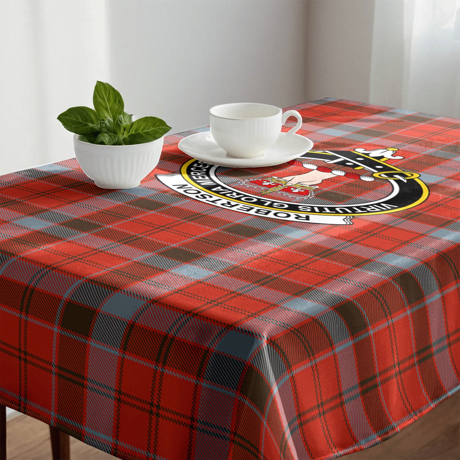 Robertson Weathered Tartan Crest Tablecloth
