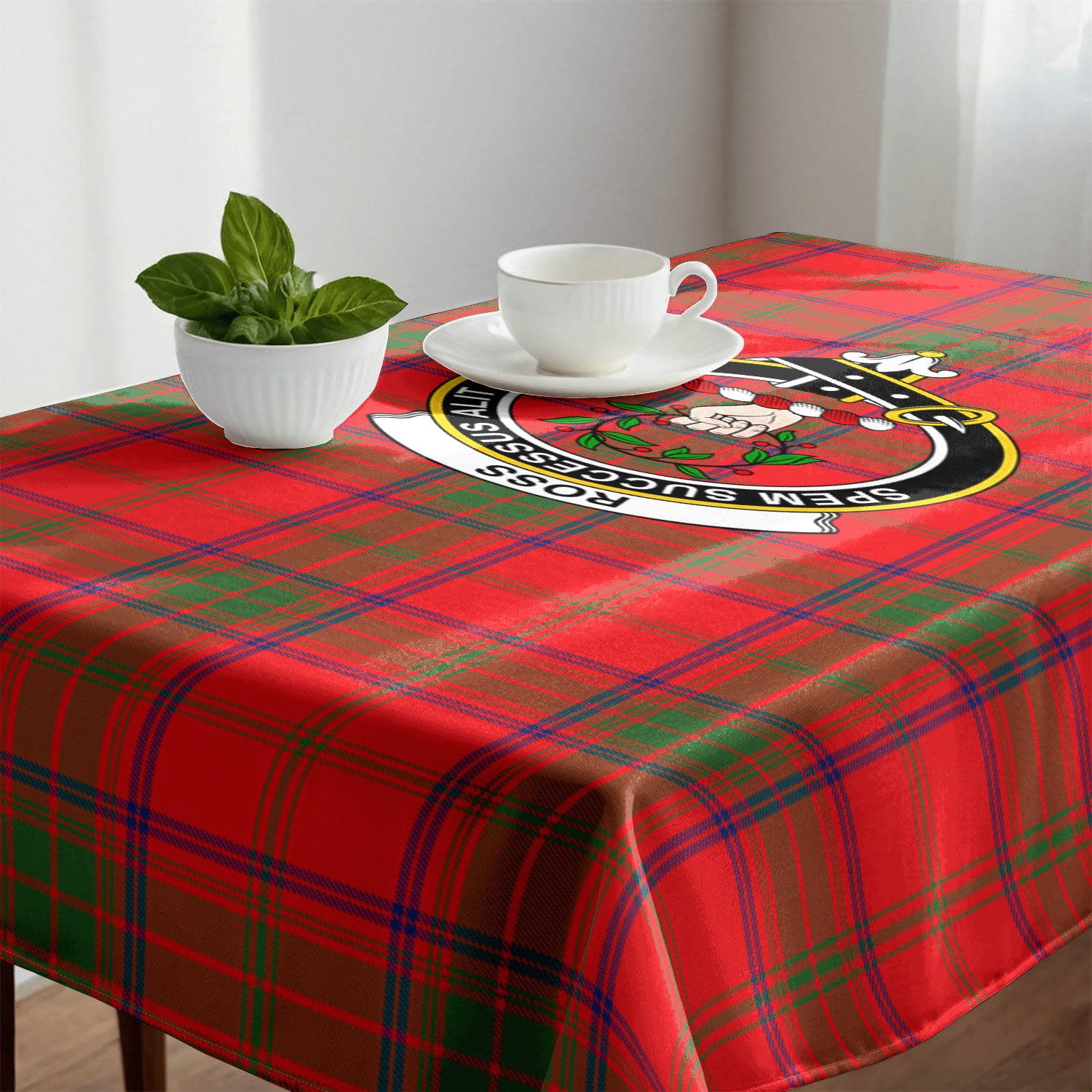 Ross Modern Tartan Crest Tablecloth