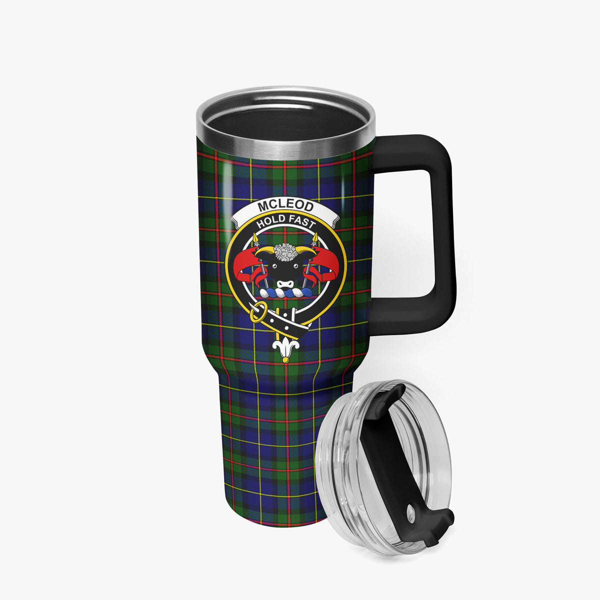 McLeod of Harris Modern Tartan Crest 40 oz Insulated Tumbler with Handle