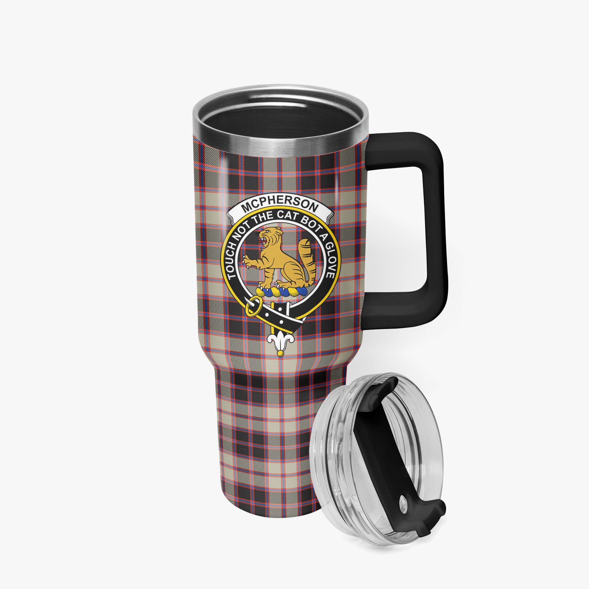 McPherson Hunting Ancient Tartan Crest 40 oz Insulated Tumbler with Handle