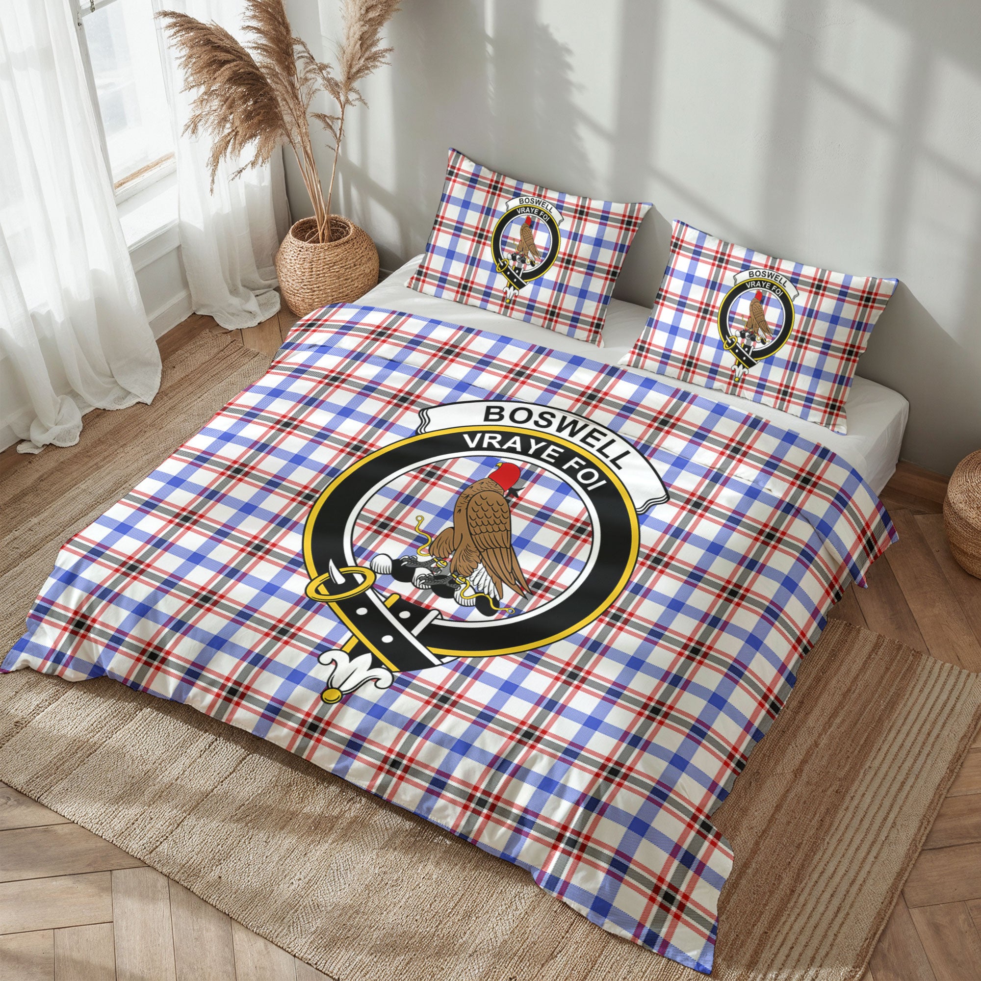 Boswell Modern Tartan Crest Bedding Set