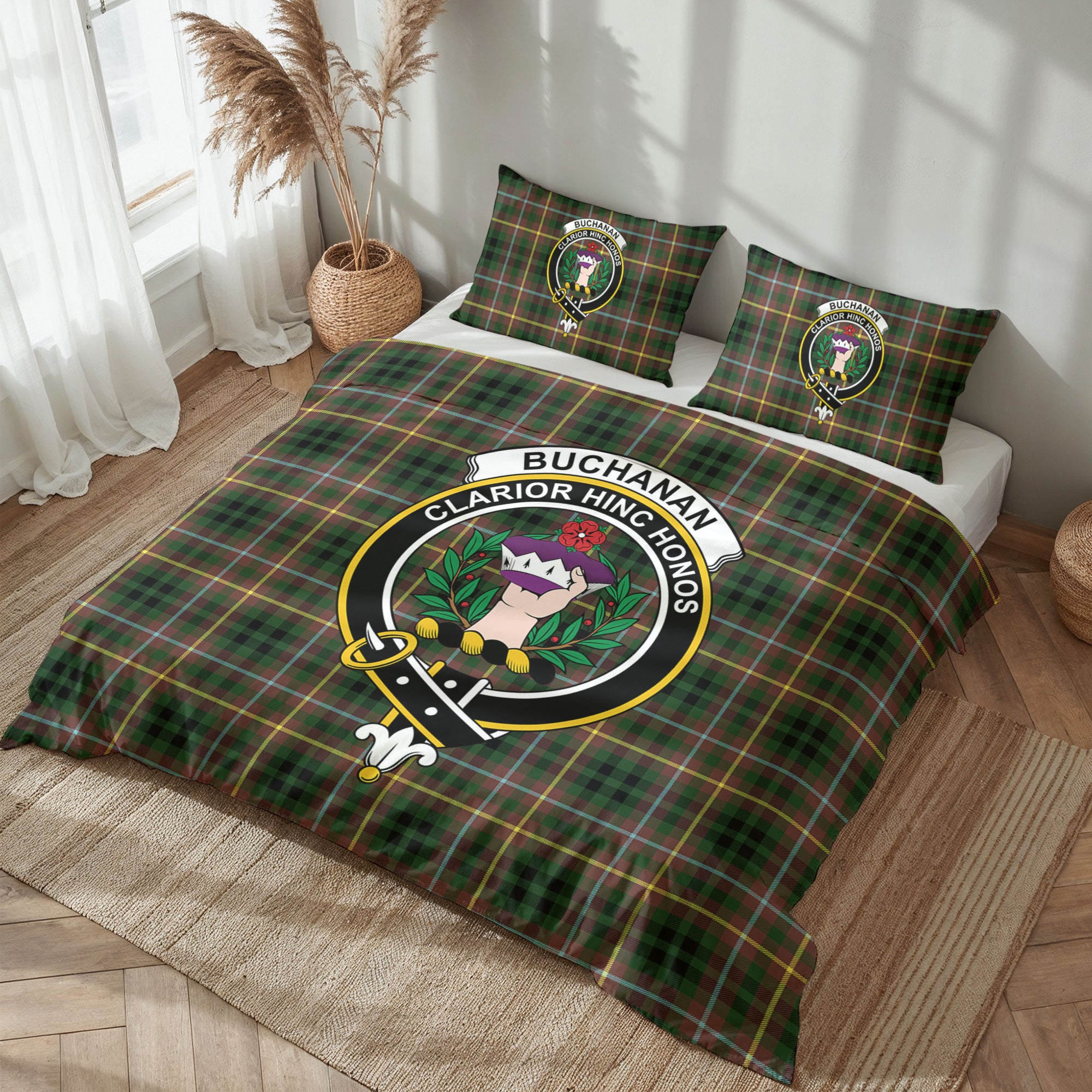 Buchanan Hunting Tartan Crest Bedding Set