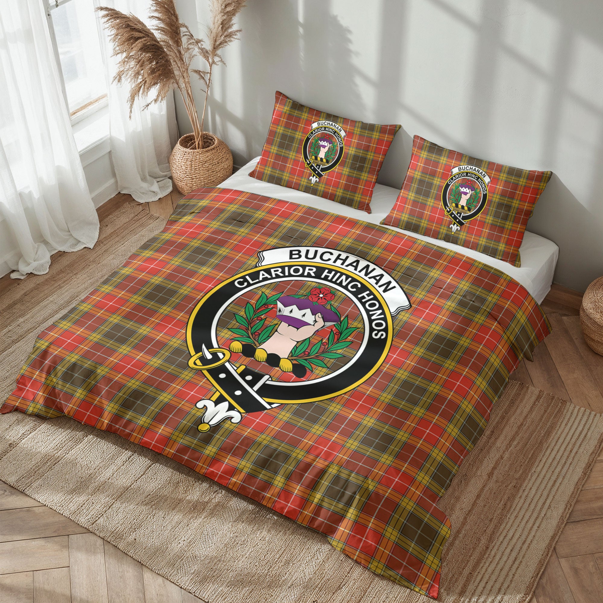 Buchanan Old Set Weathered Tartan Crest Bedding Set