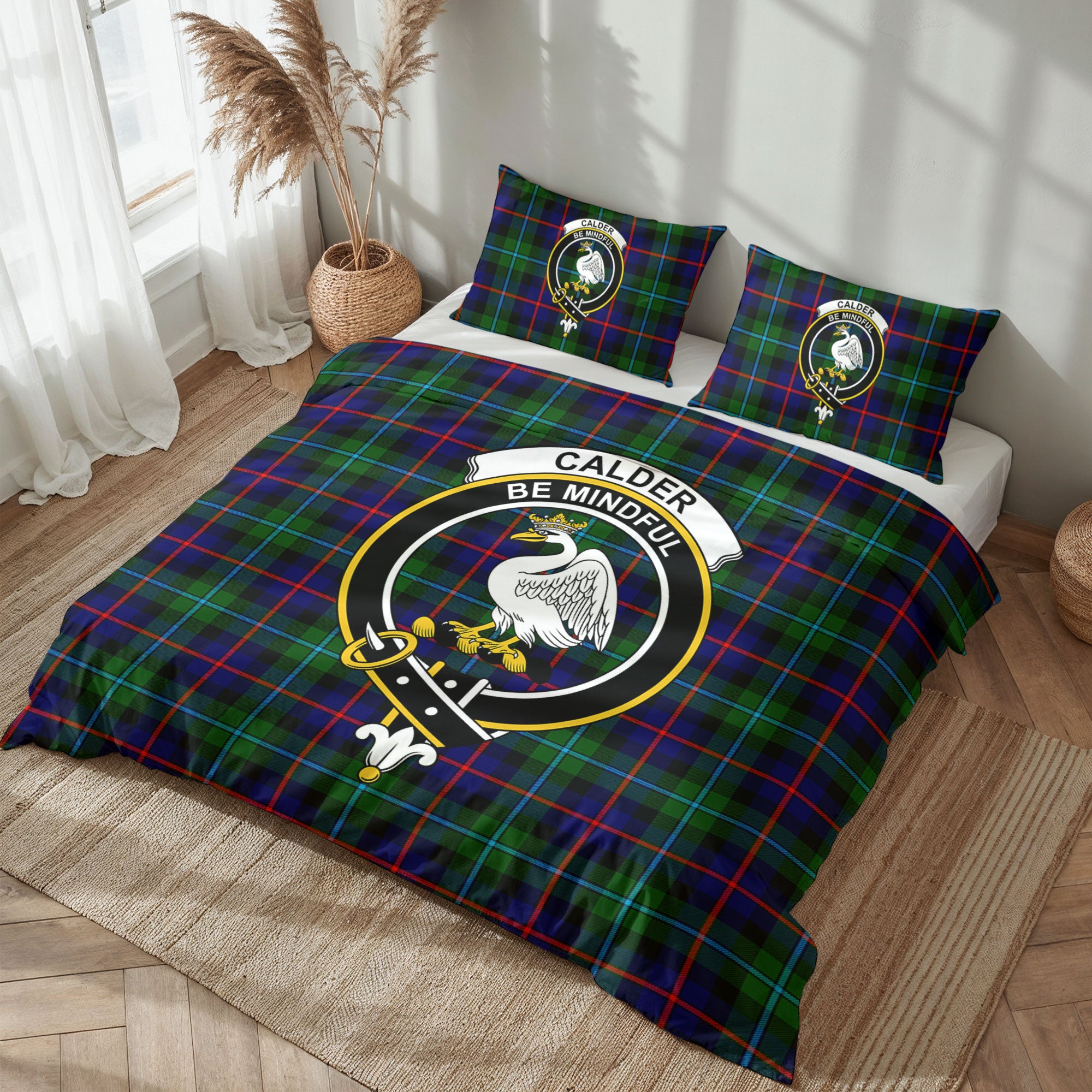 Calder (Calder-Campbell) Tartan Crest Bedding Set