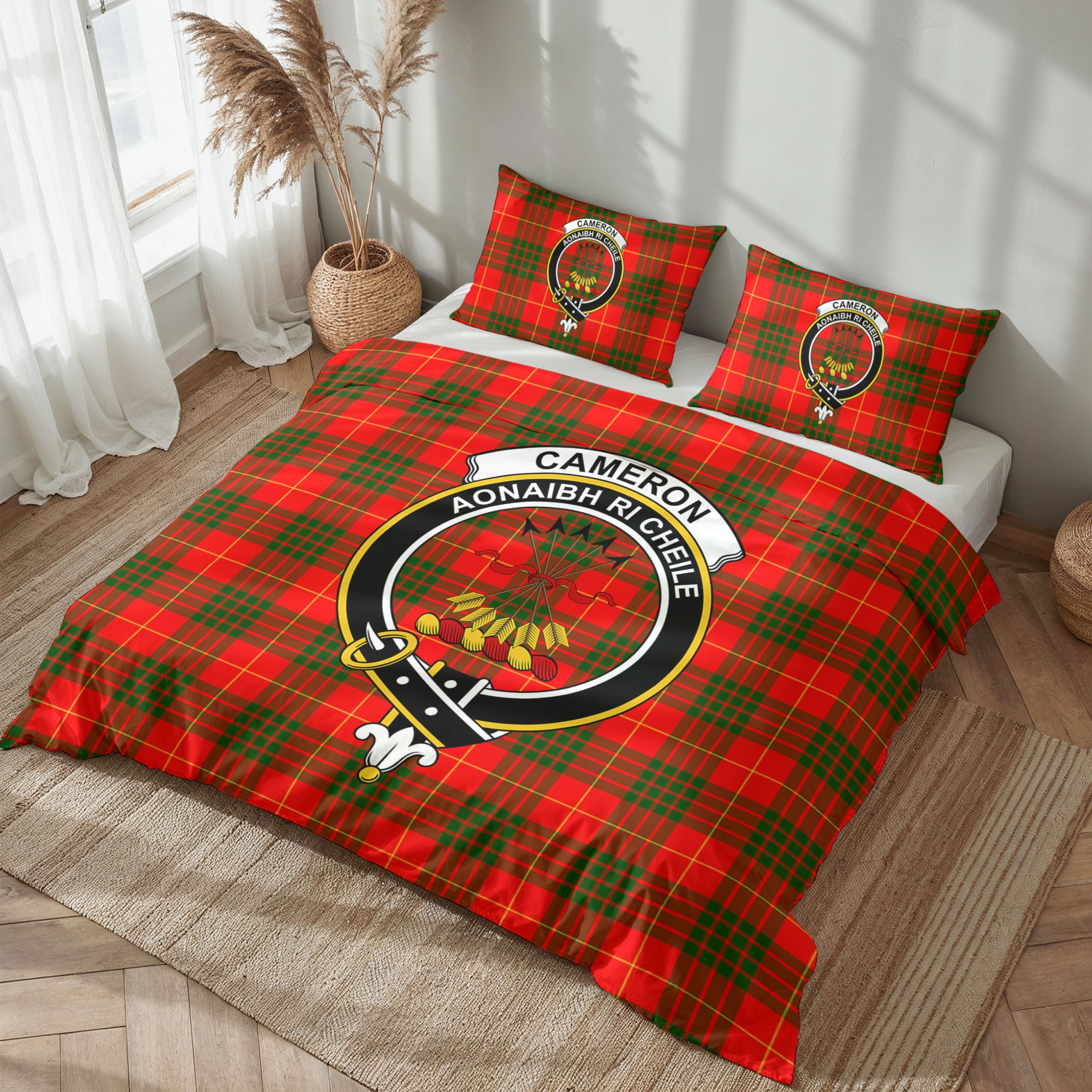 Cameron Modern Tartan Crest Bedding Set
