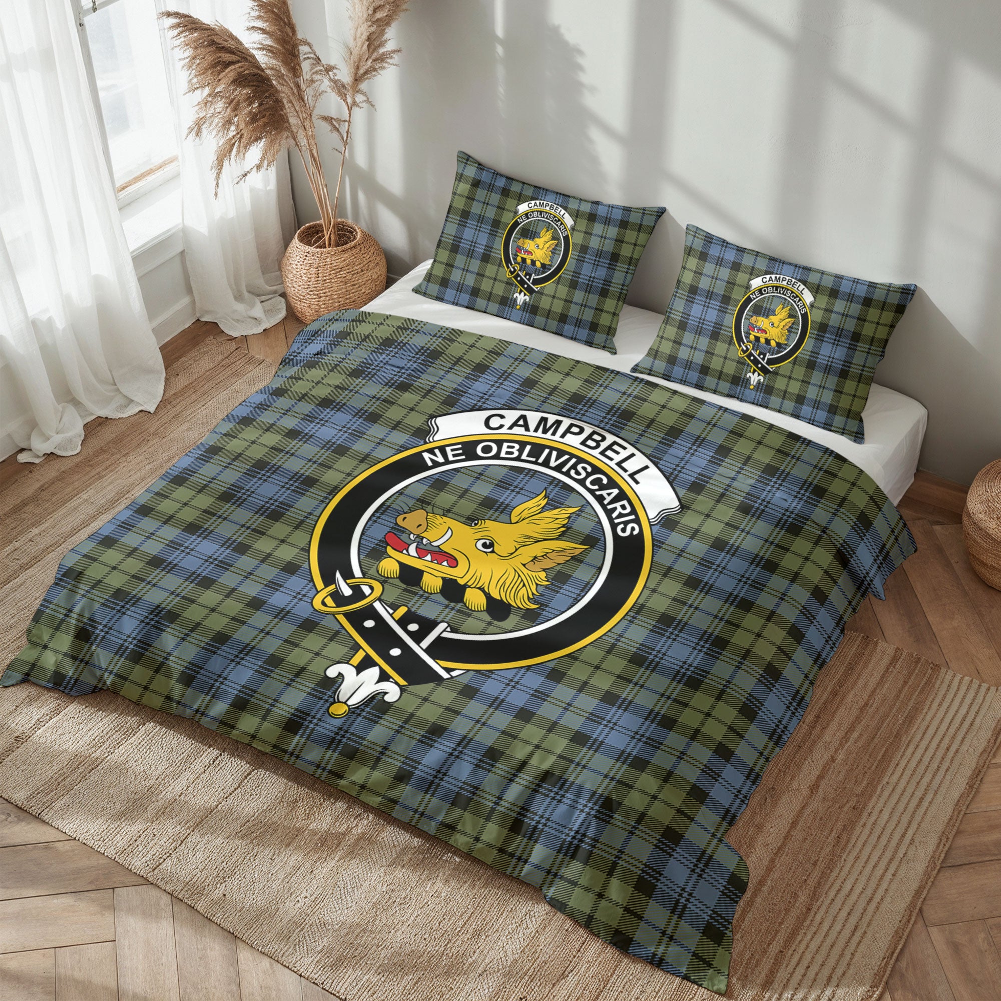 Campbell Faded Tartan Crest Bedding Set