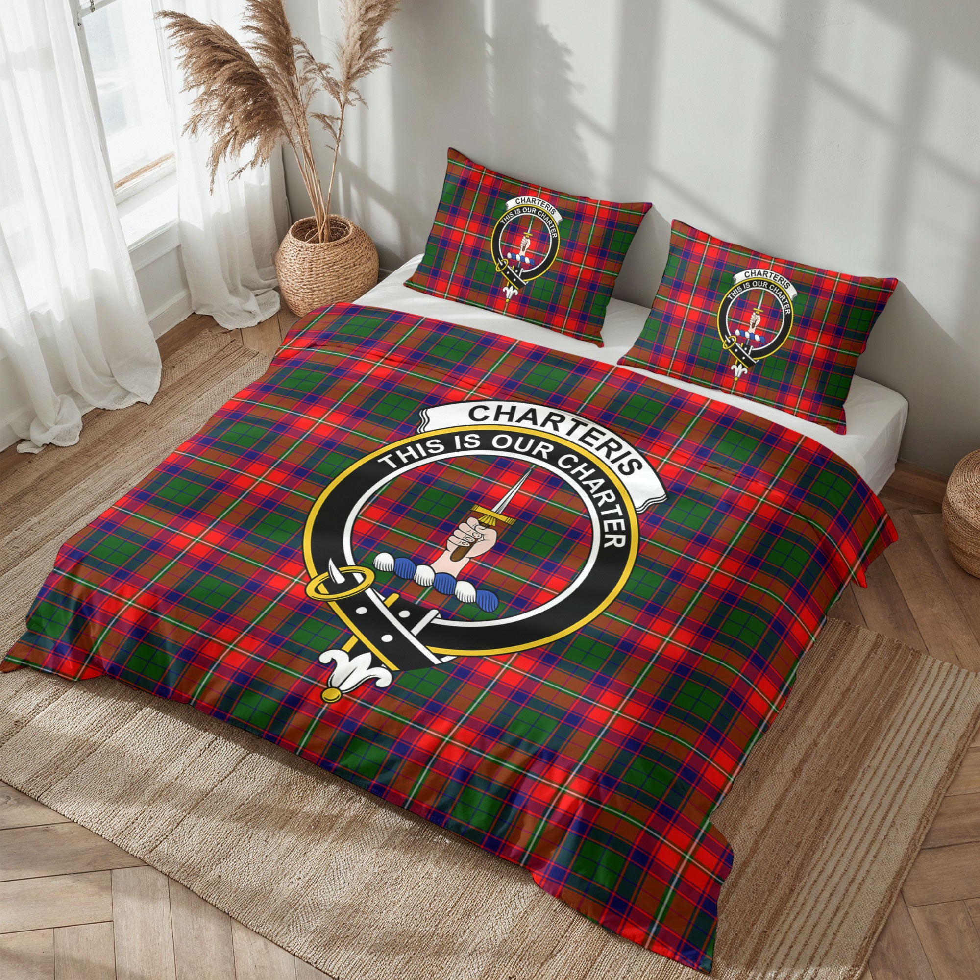 Charteris (Earl of Wemyss) Tartan Crest Bedding Set