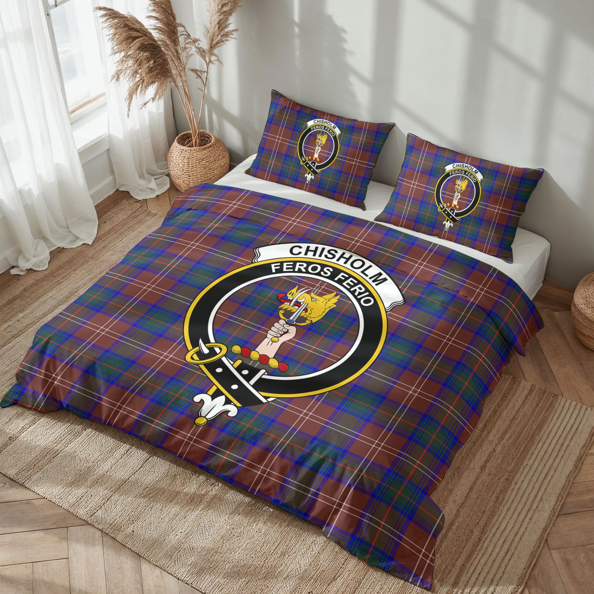 Chisholm Hunting Modern Tartan Crest Bedding Set