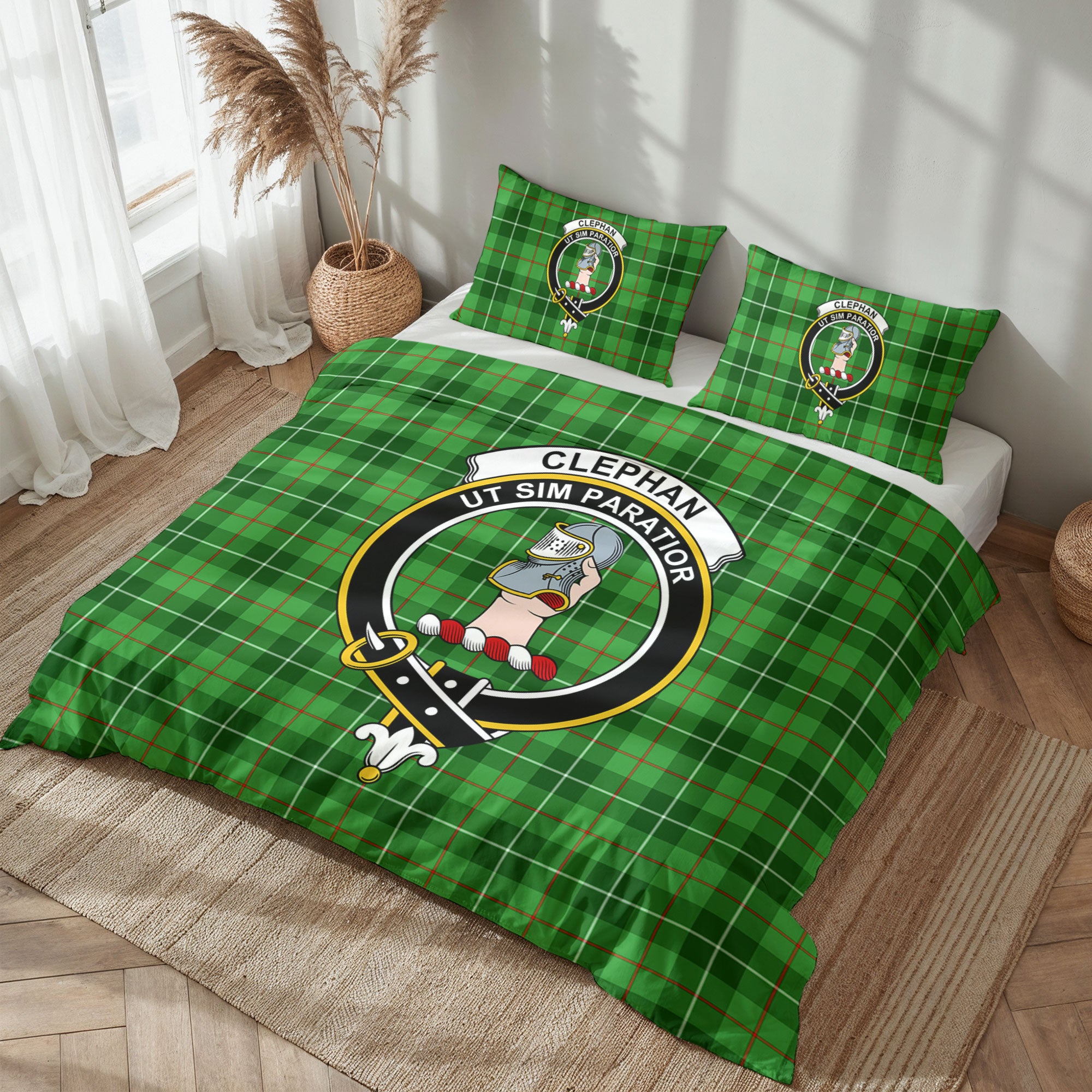 Clephan (or Clephane) Tartan Crest Bedding Set