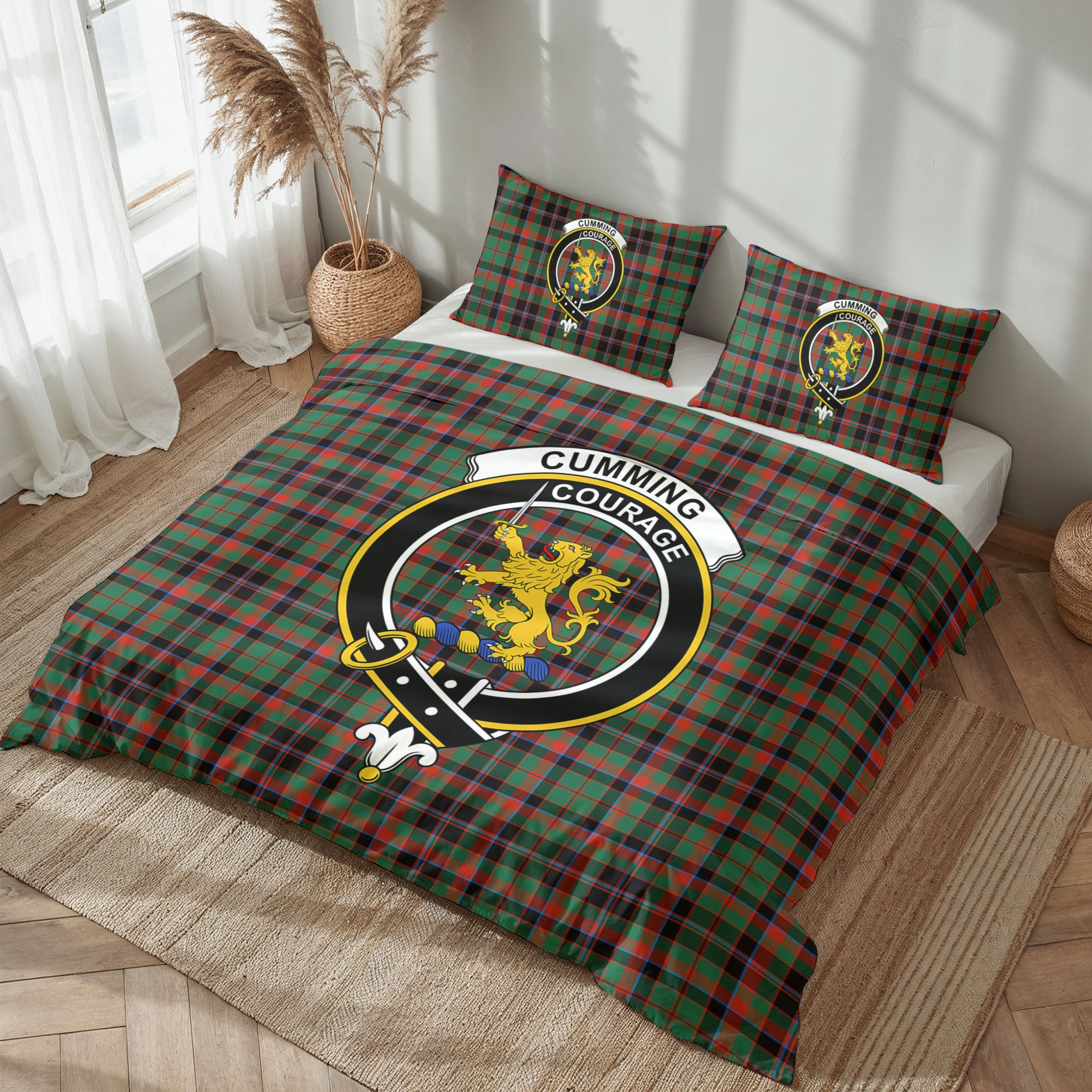 Cumming Hunting Ancient Tartan Crest Bedding Set
