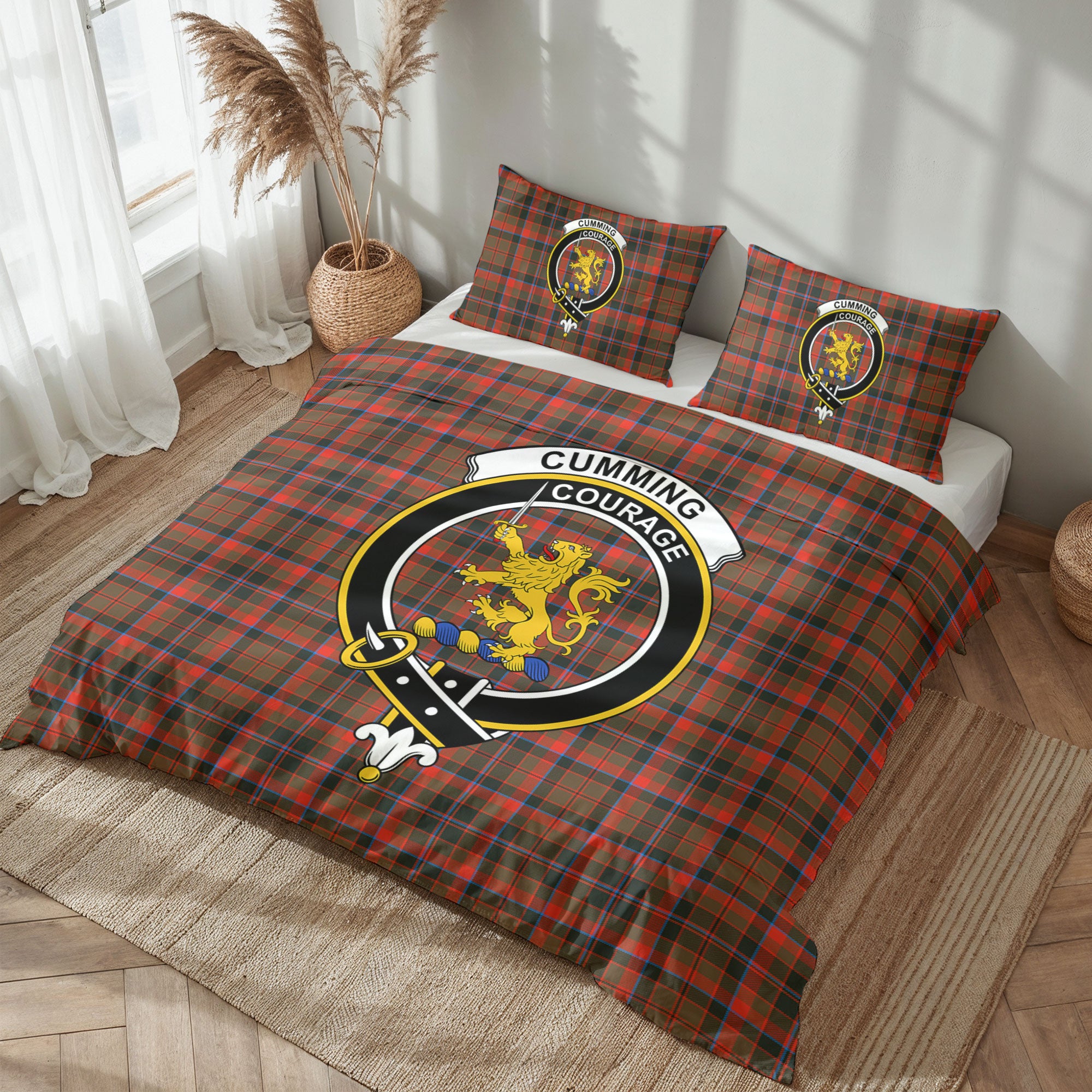 Cumming Hunting Weathered Tartan Crest Bedding Set