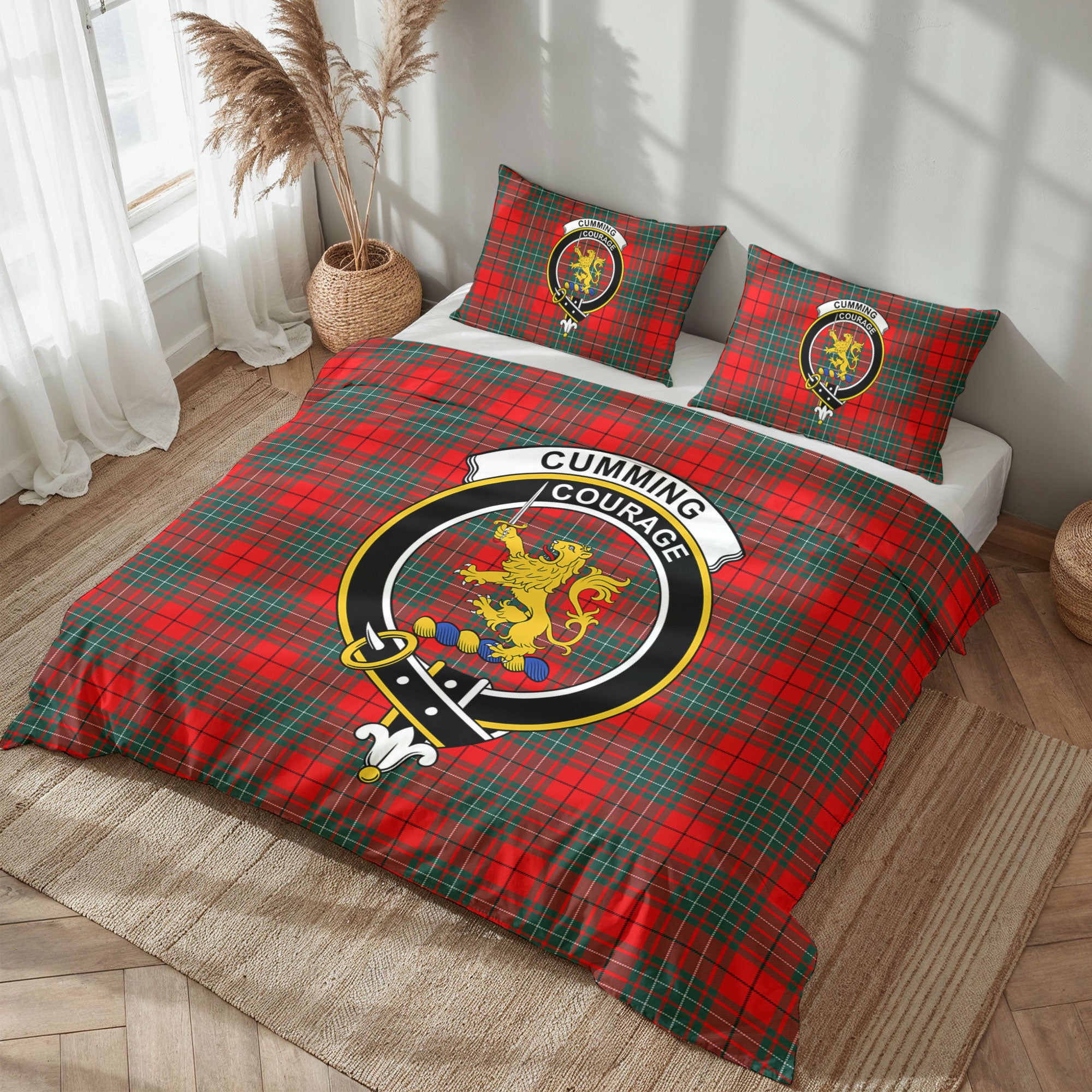 Cumming Modern Tartan Crest Bedding Set
