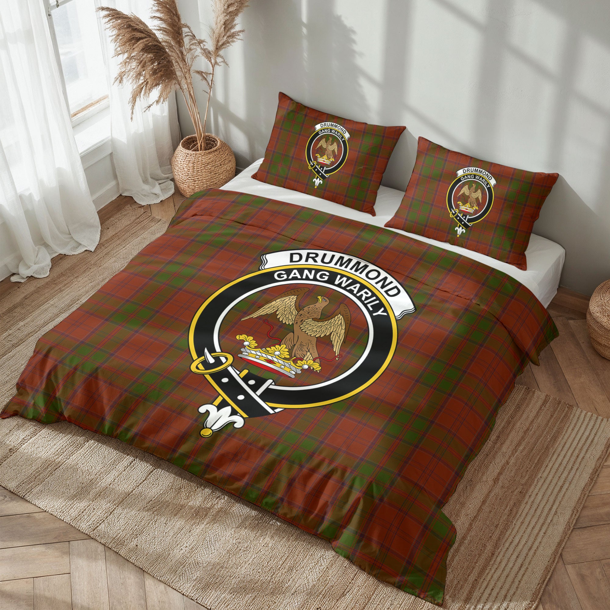 Drummond Clan Tartan Crest Bedding Set
