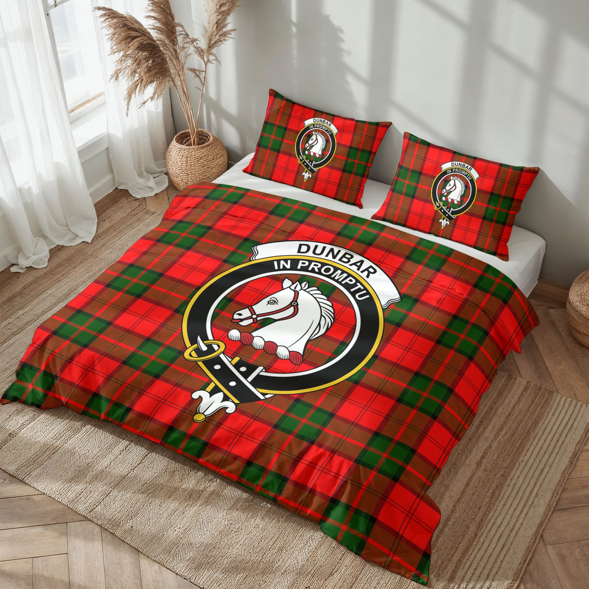 Dunbar Modern Tartan Crest Bedding Set