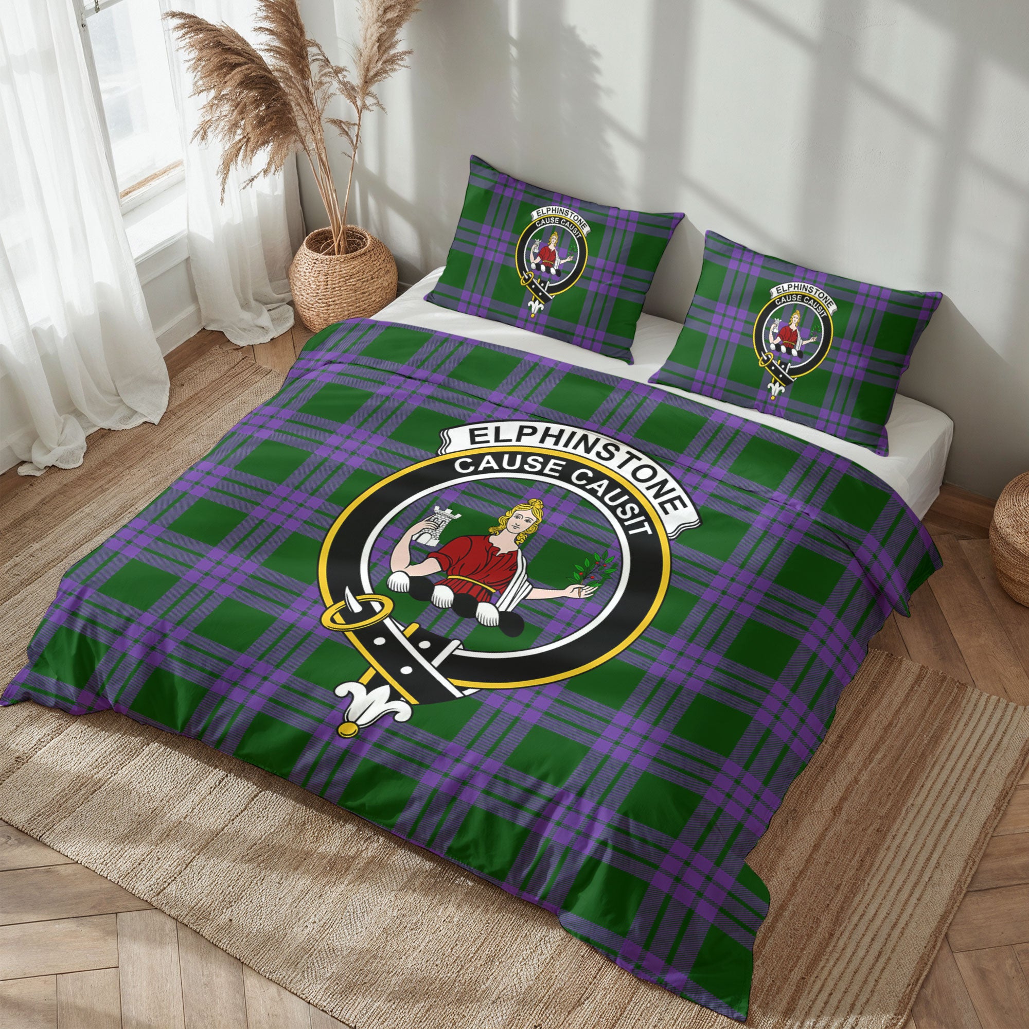 Elphinstone Tartan Crest Bedding Set