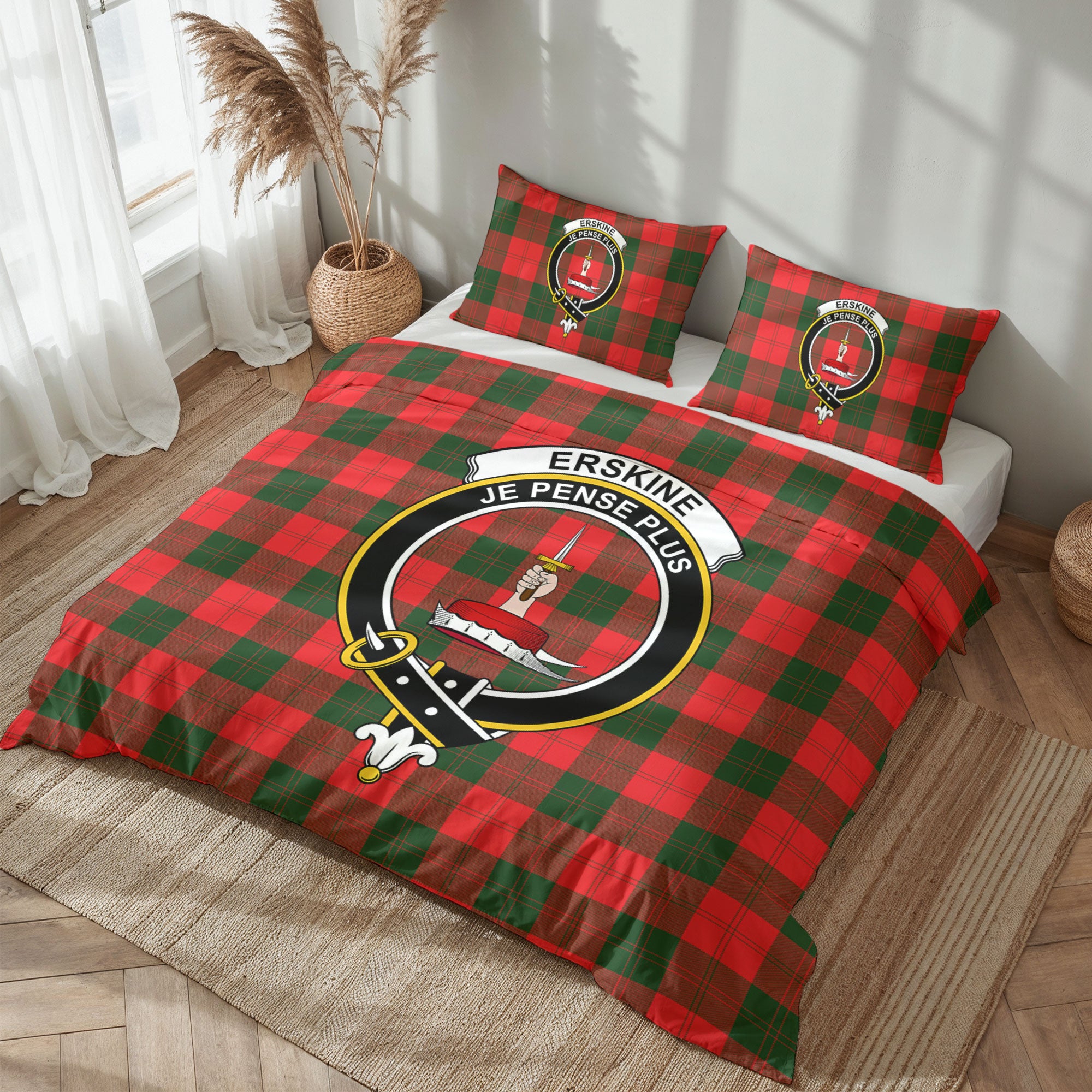 Erskine Modern Tartan Crest Bedding Set