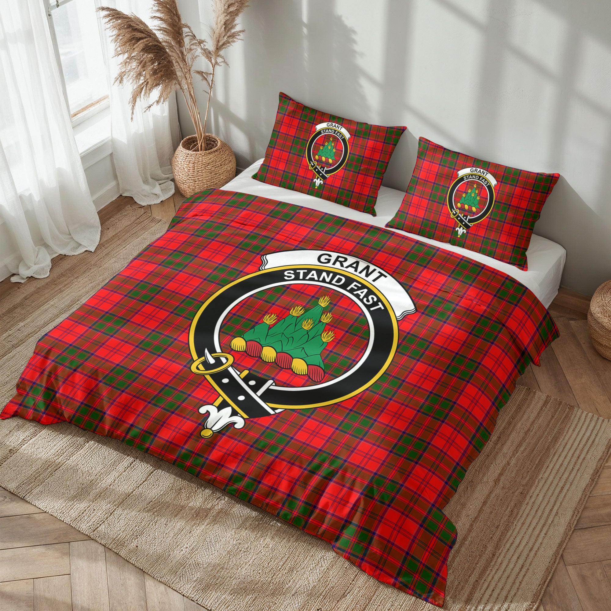 Grant Modern Tartan Crest Bedding Set