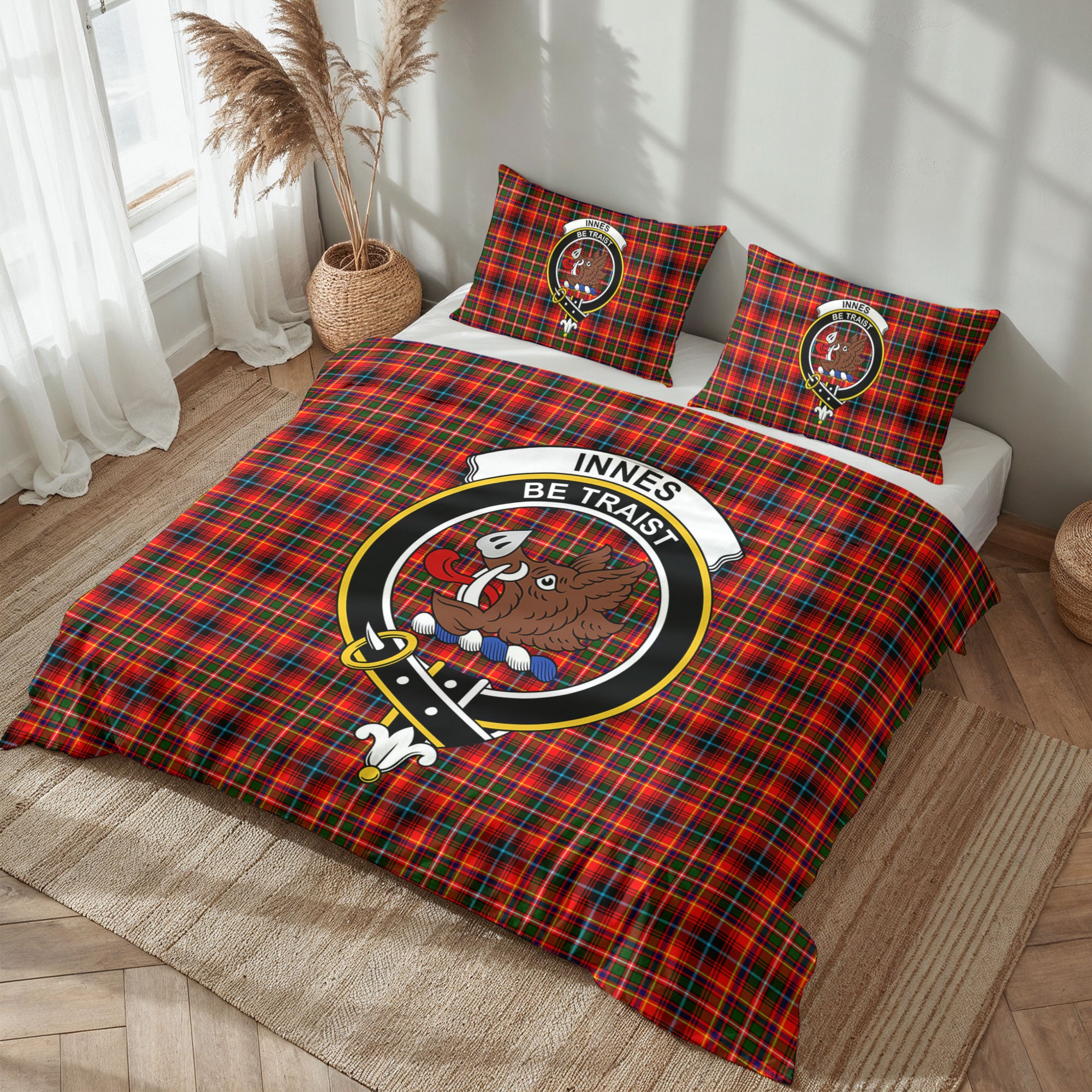Innes Modern Tartan Crest Bedding Set