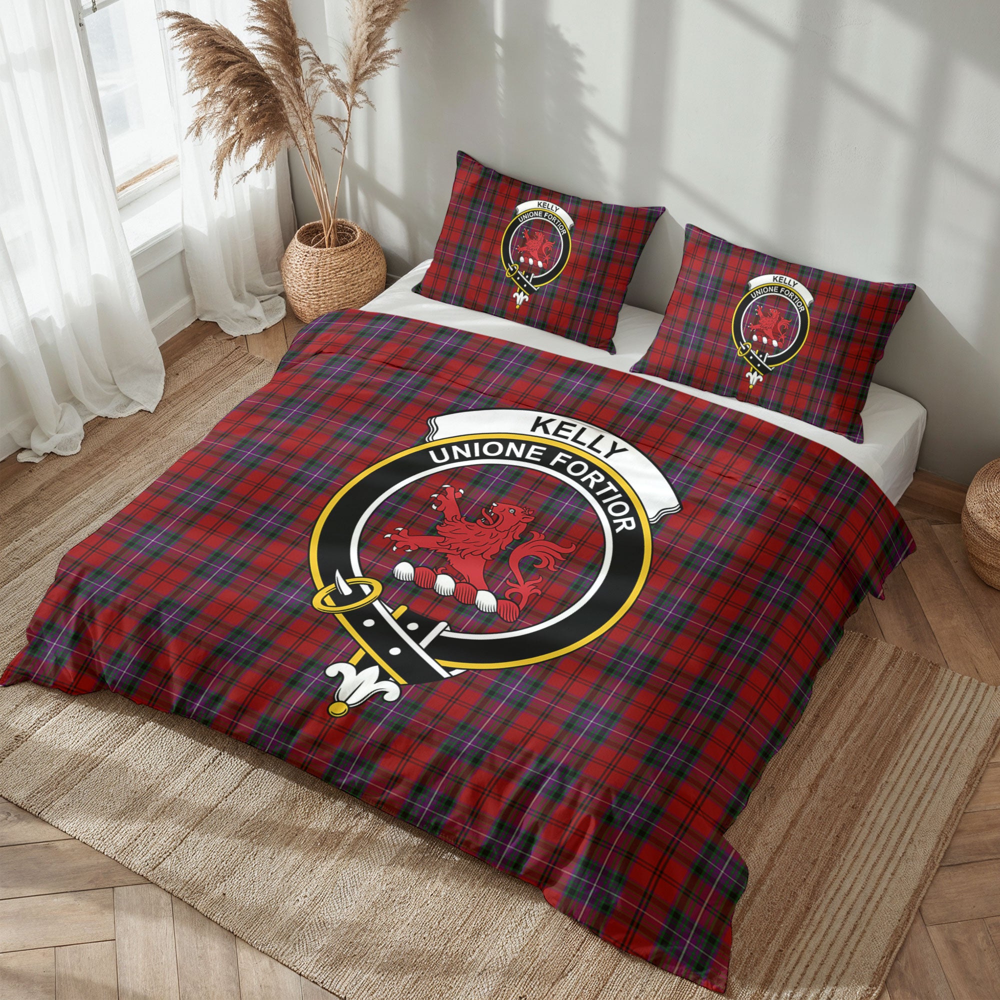 Kelly of Sleat Red Tartan Crest Bedding Set