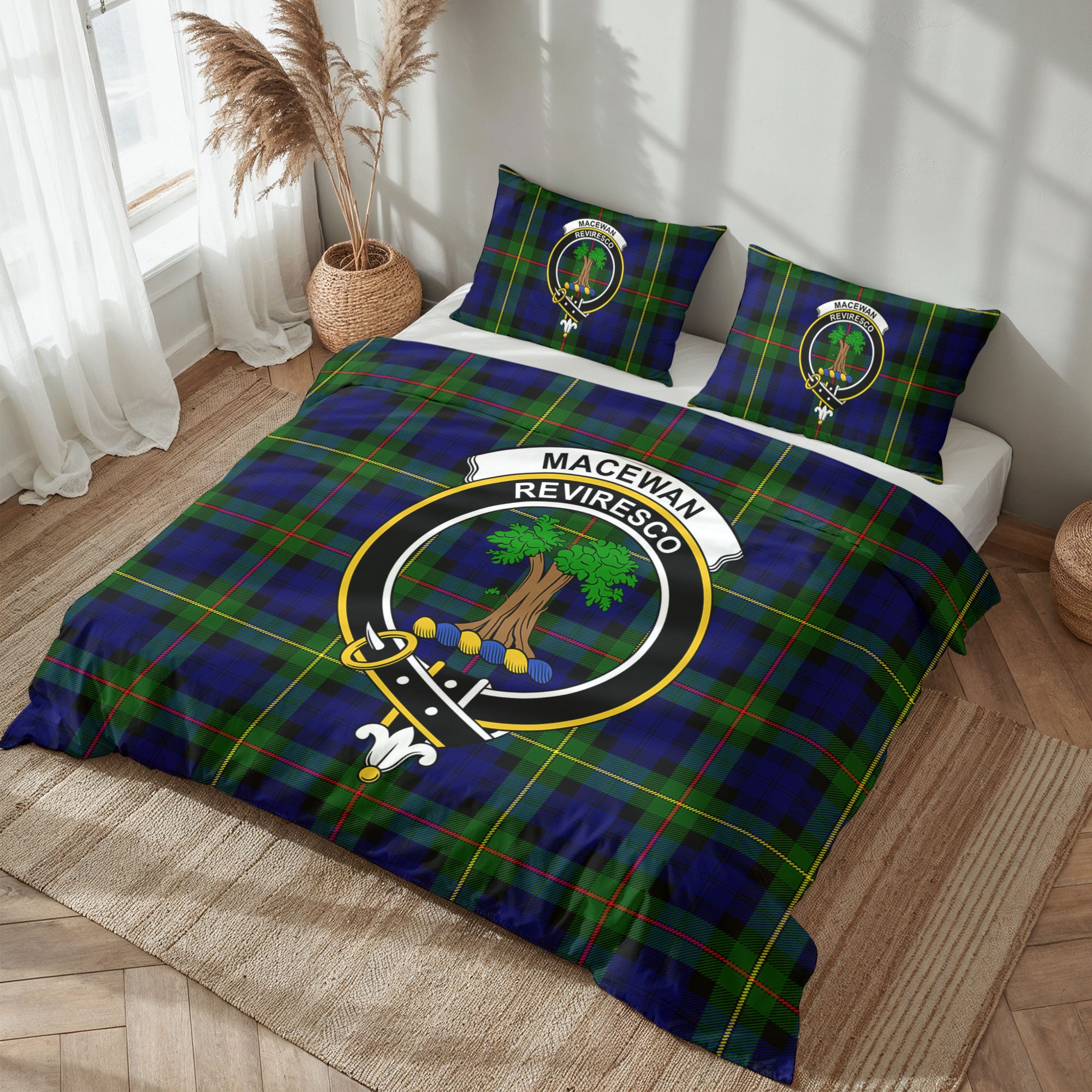 MacEwan Modern Tartan Crest Bedding Set