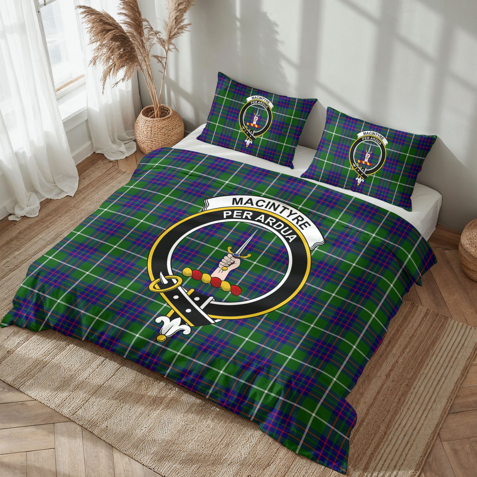MacIntyre Hunting Modern Tartan Crest Bedding Set