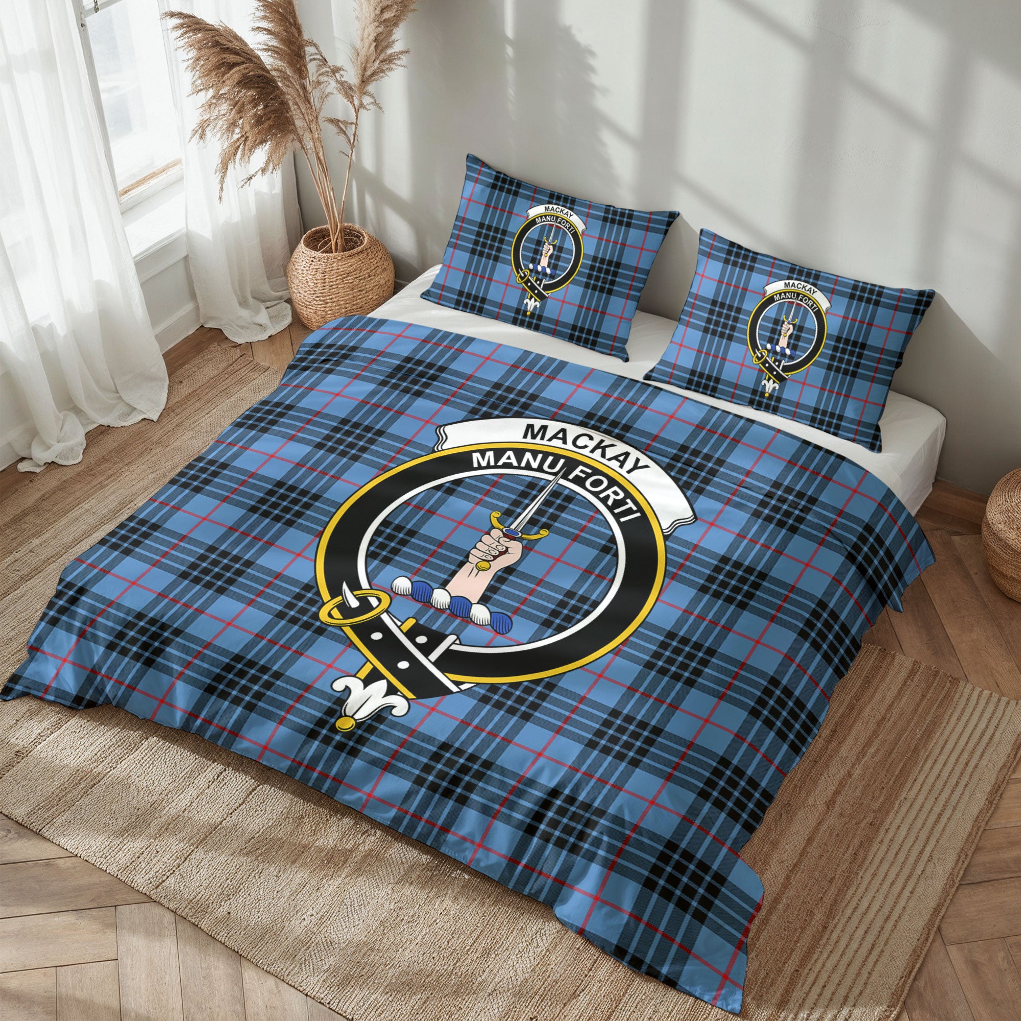 MacKay Blue Tartan Crest Bedding Set