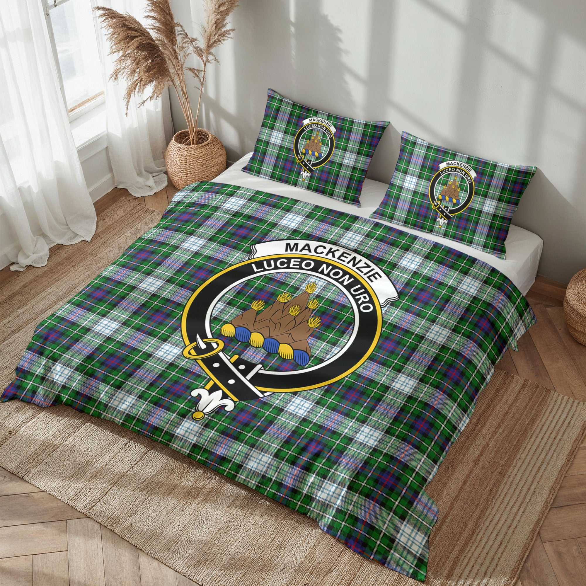 MacKenzie Dress Modern Tartan Crest Bedding Set