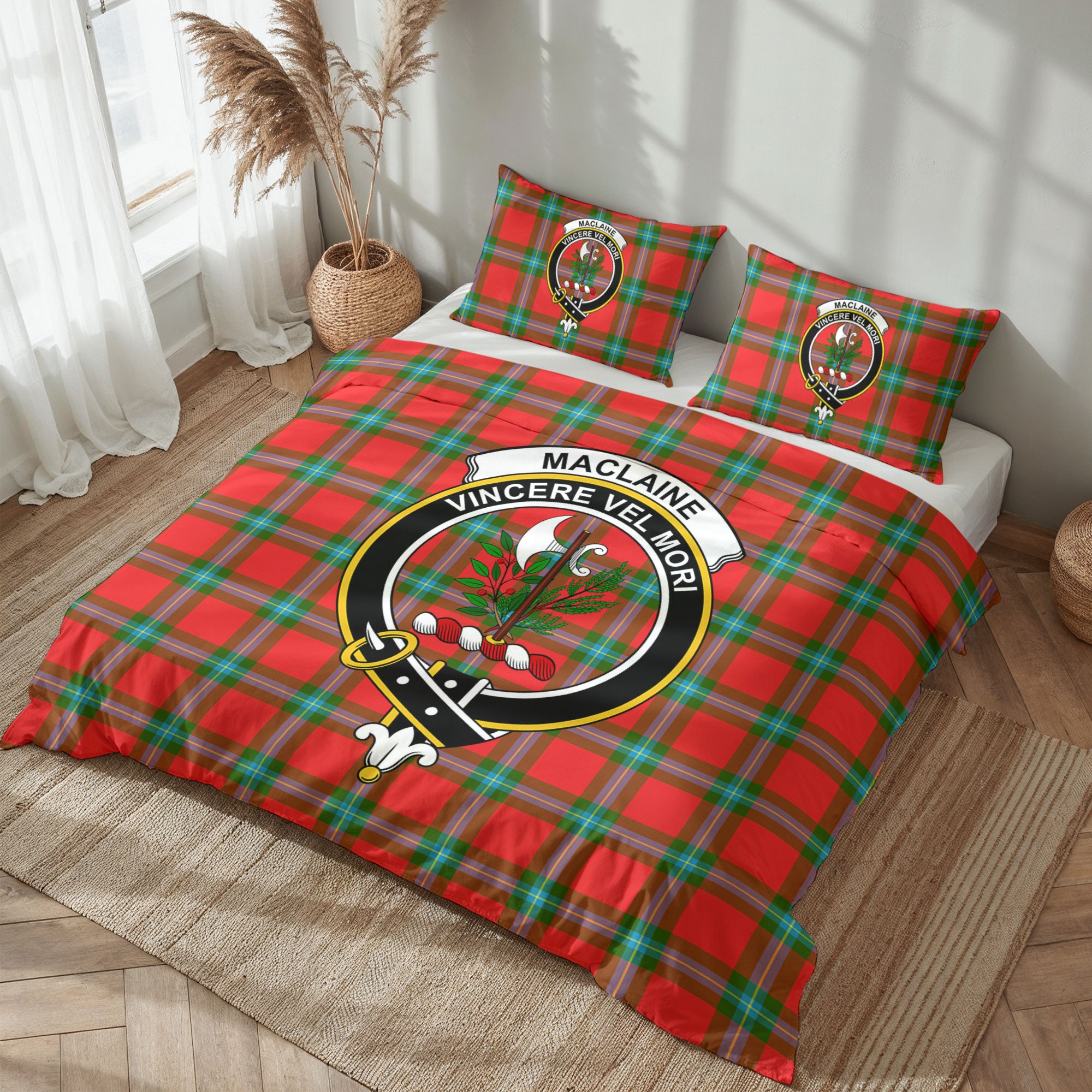 MacLaine of Loch Buie Tartan Crest Bedding Set