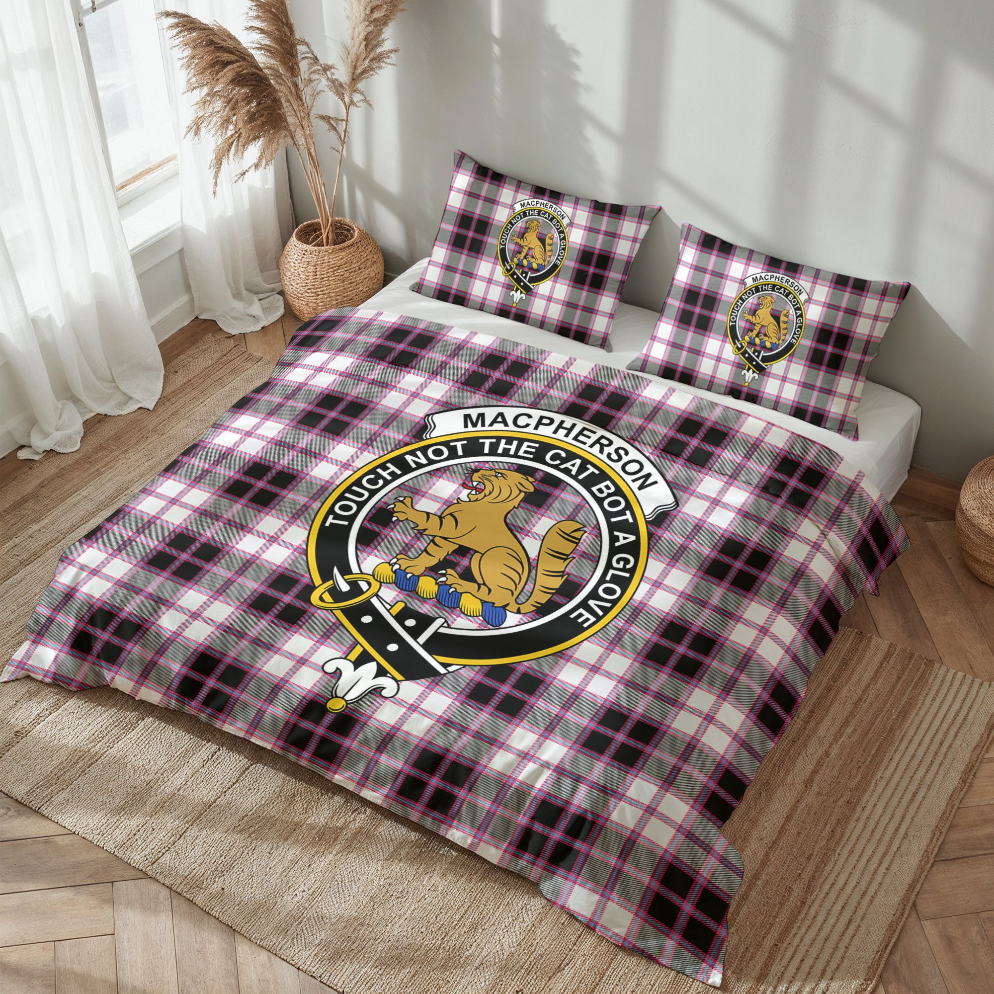 MacPherson Hunting Modern Tartan Crest Bedding Set