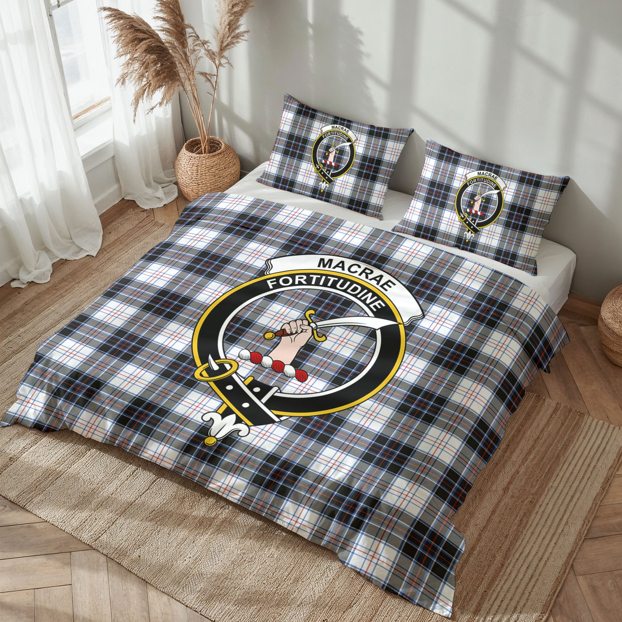 MacRae Dress Modern Tartan Crest Bedding Set