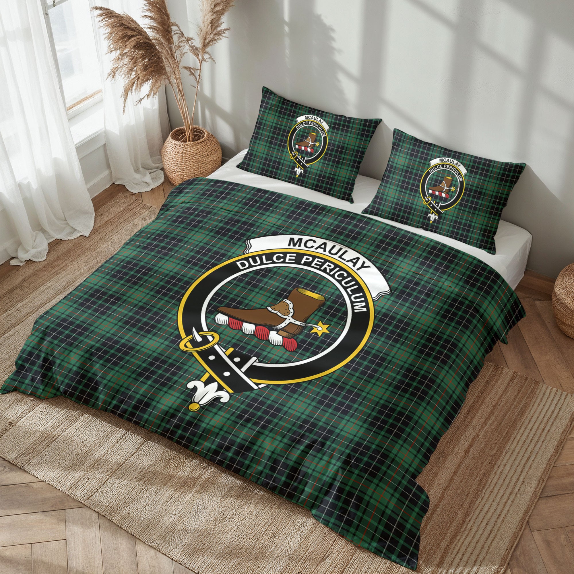 McAulay Hunting Ancient Tartan Crest Bedding Set
