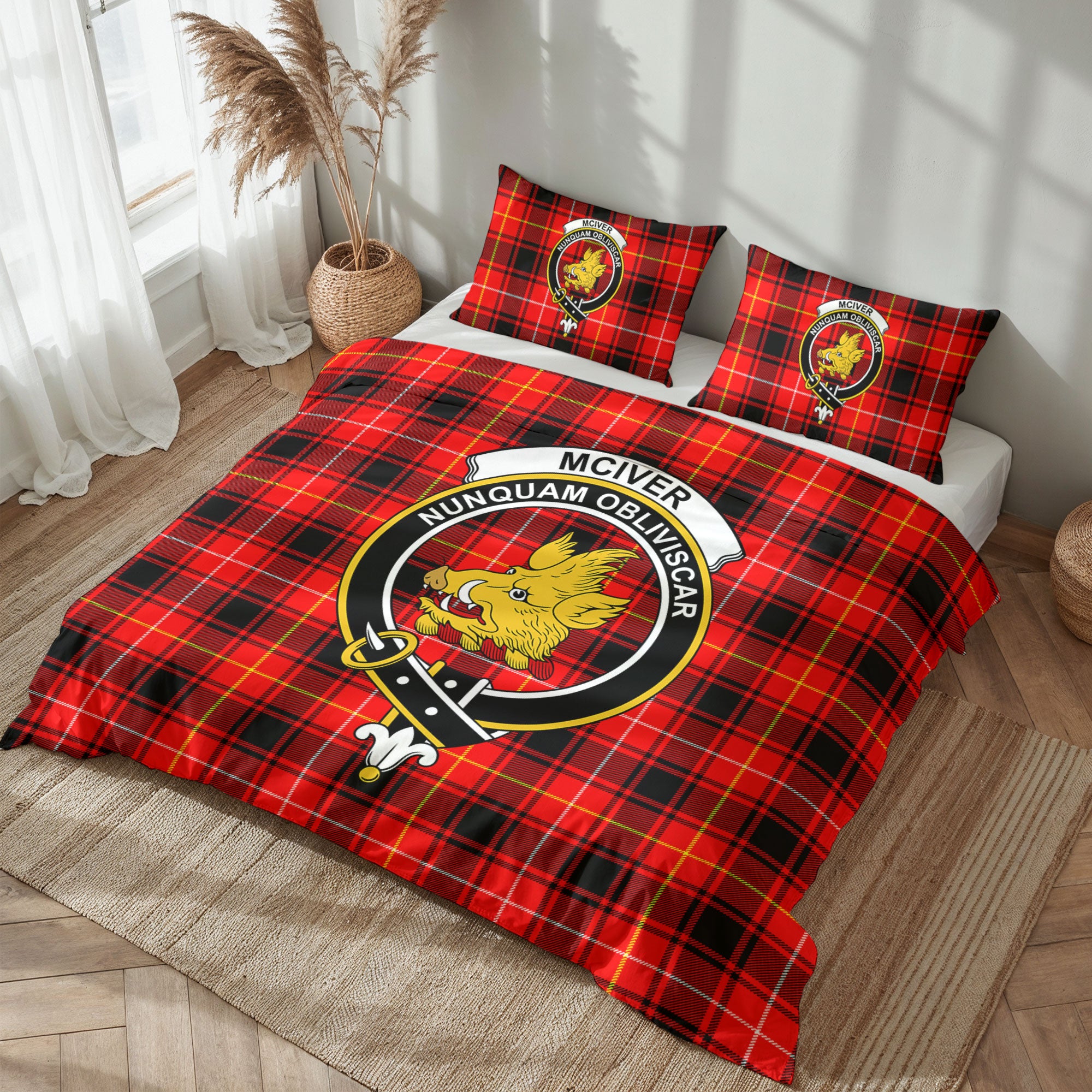 McIver Modern Tartan Crest Bedding Set