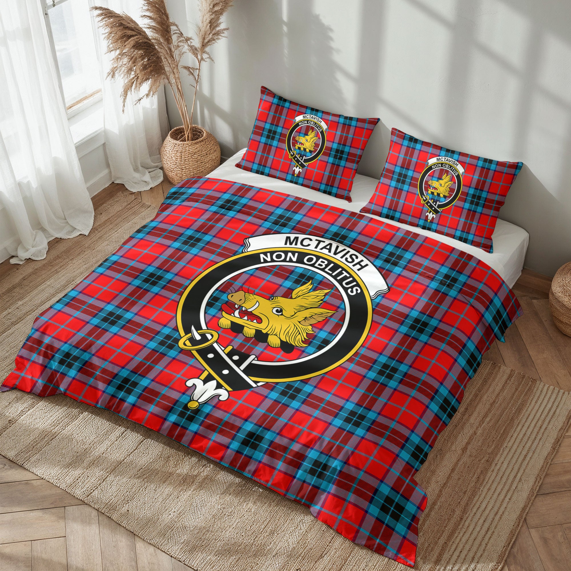 McTavish Modern Tartan Crest Bedding Set
