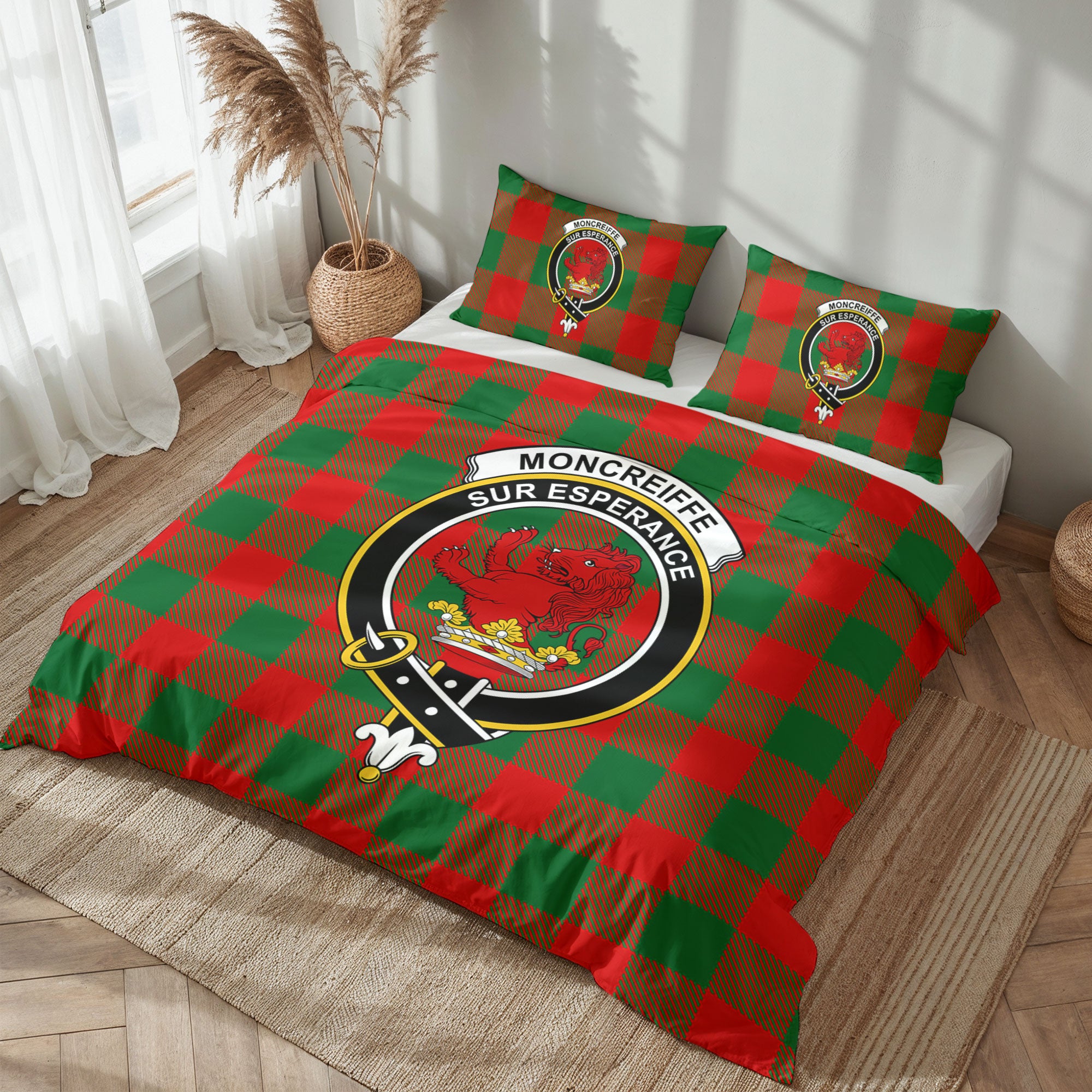 Moncreiffe (or Moncreiff) Tartan Crest Bedding Set