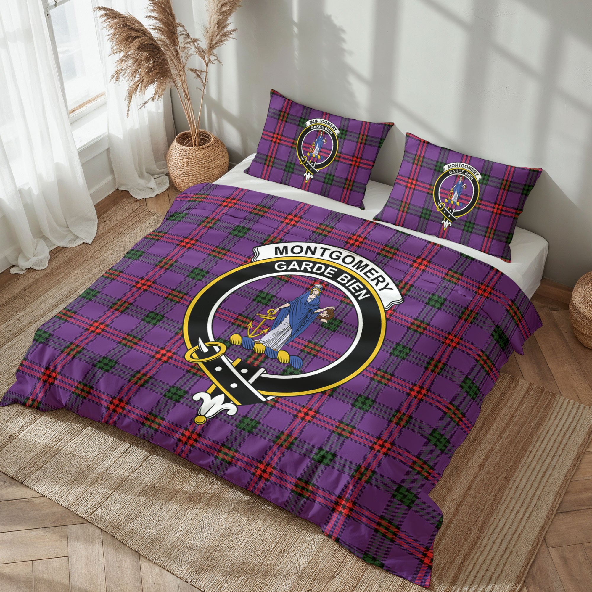 Montgomery Modern Tartan Crest Bedding Set