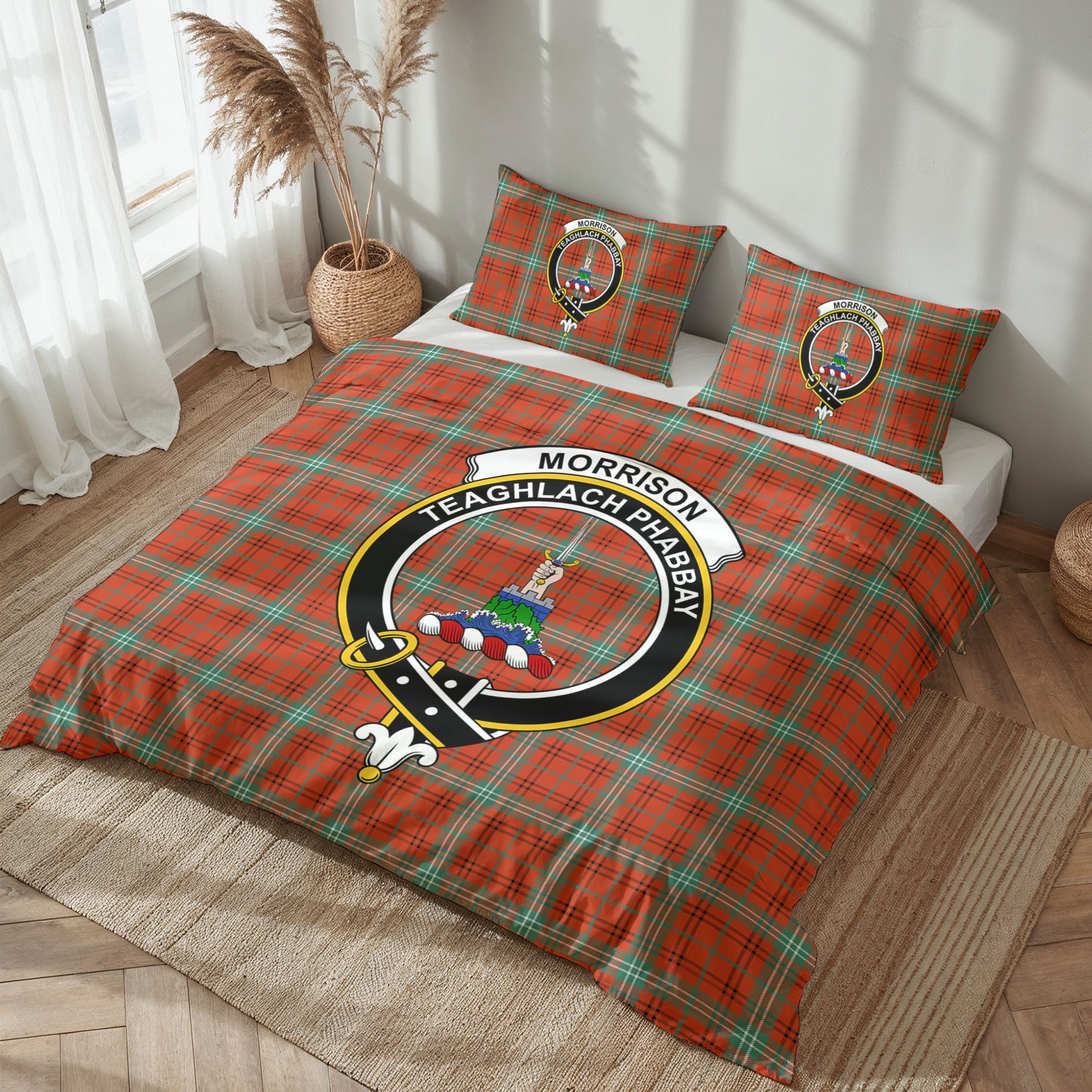Morrison Red Ancient Tartan Crest Bedding Set