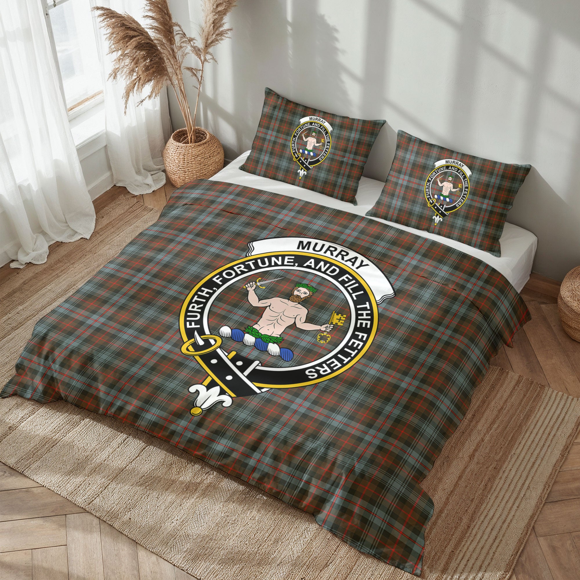 Murray of Atholl Weathered Tartan Crest Bedding Set