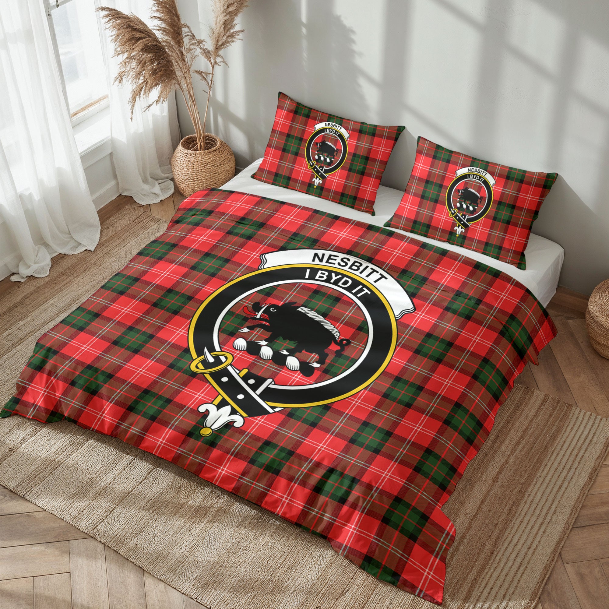 Nesbitt Modern Tartan Crest Bedding Set