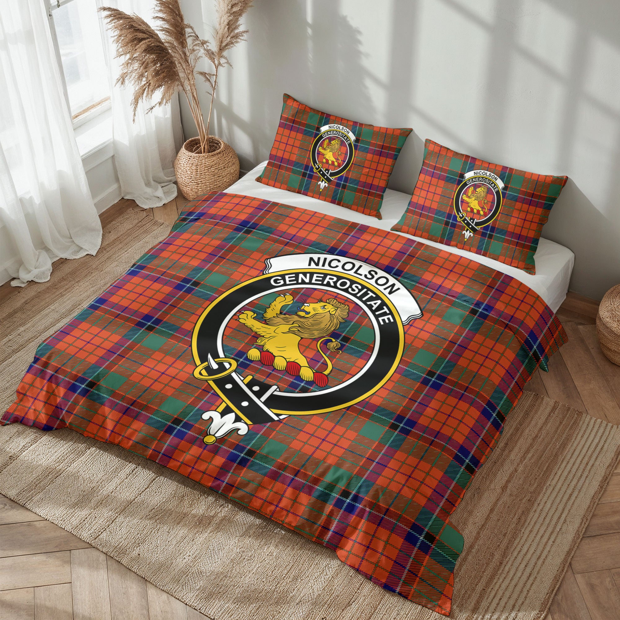 Nicolson Ancient Old Tartan Crest Bedding Set