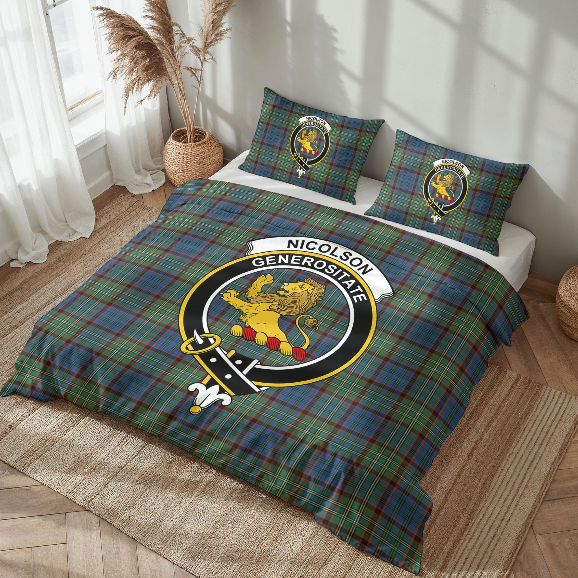 Nicolson Hunting Ancient Tartan Crest Bedding Set