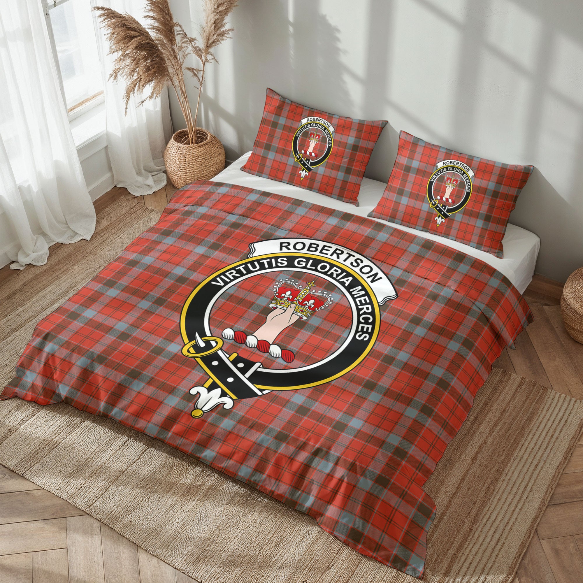 Robertson Weathered Tartan Crest Bedding Set