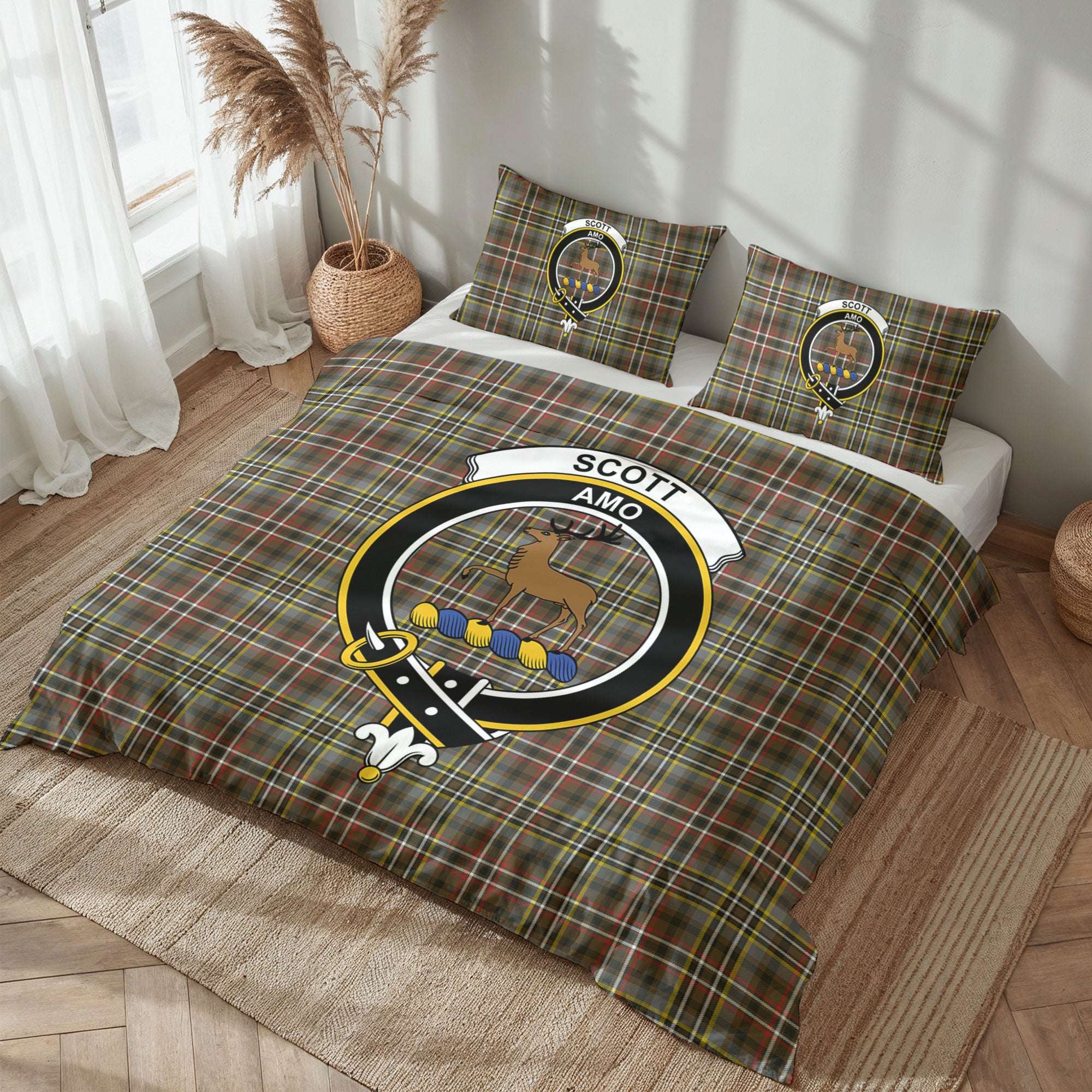 Scott Green Weathered Tartan Crest Bedding Set