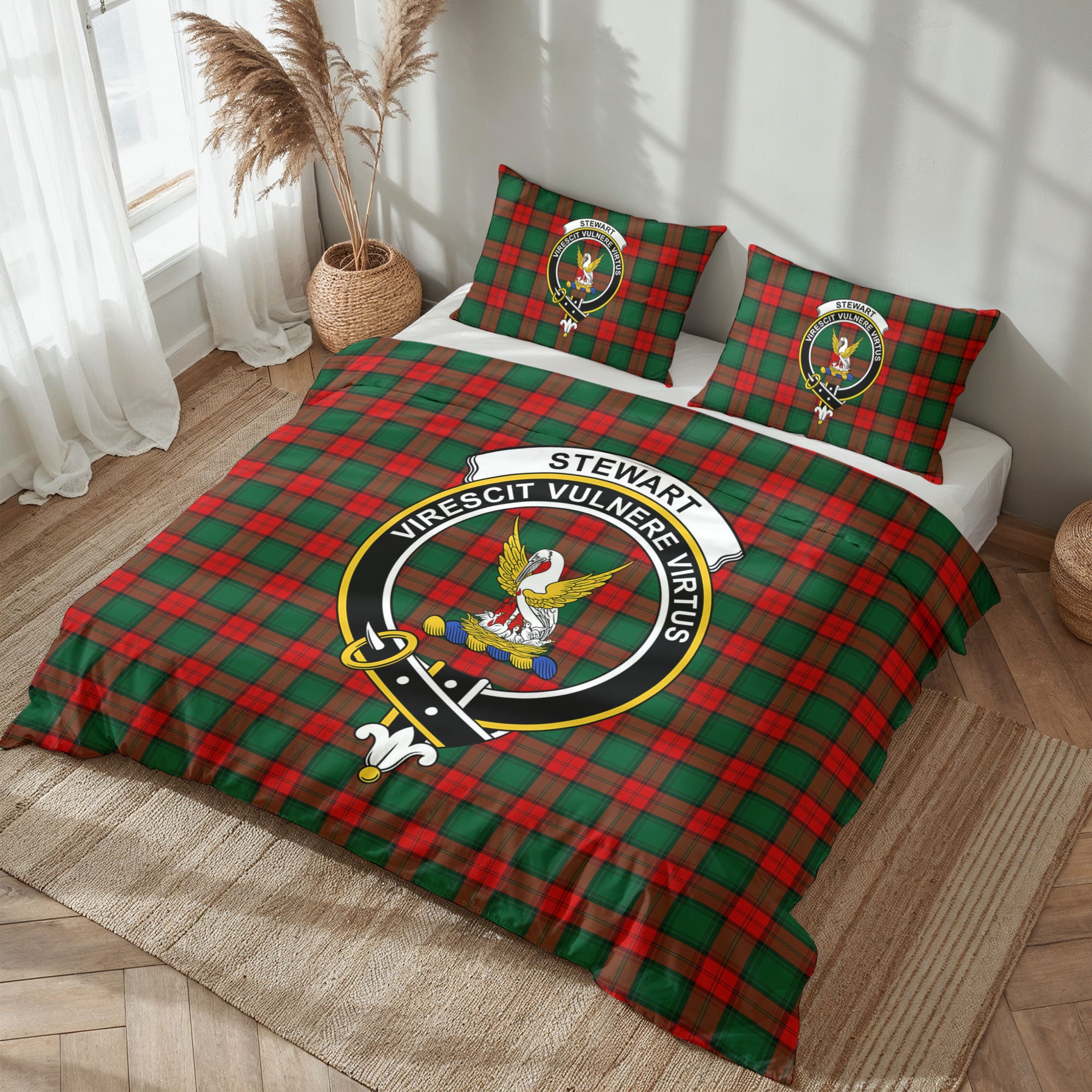 Stewart Atholl Modern Tartan Crest Bedding Set