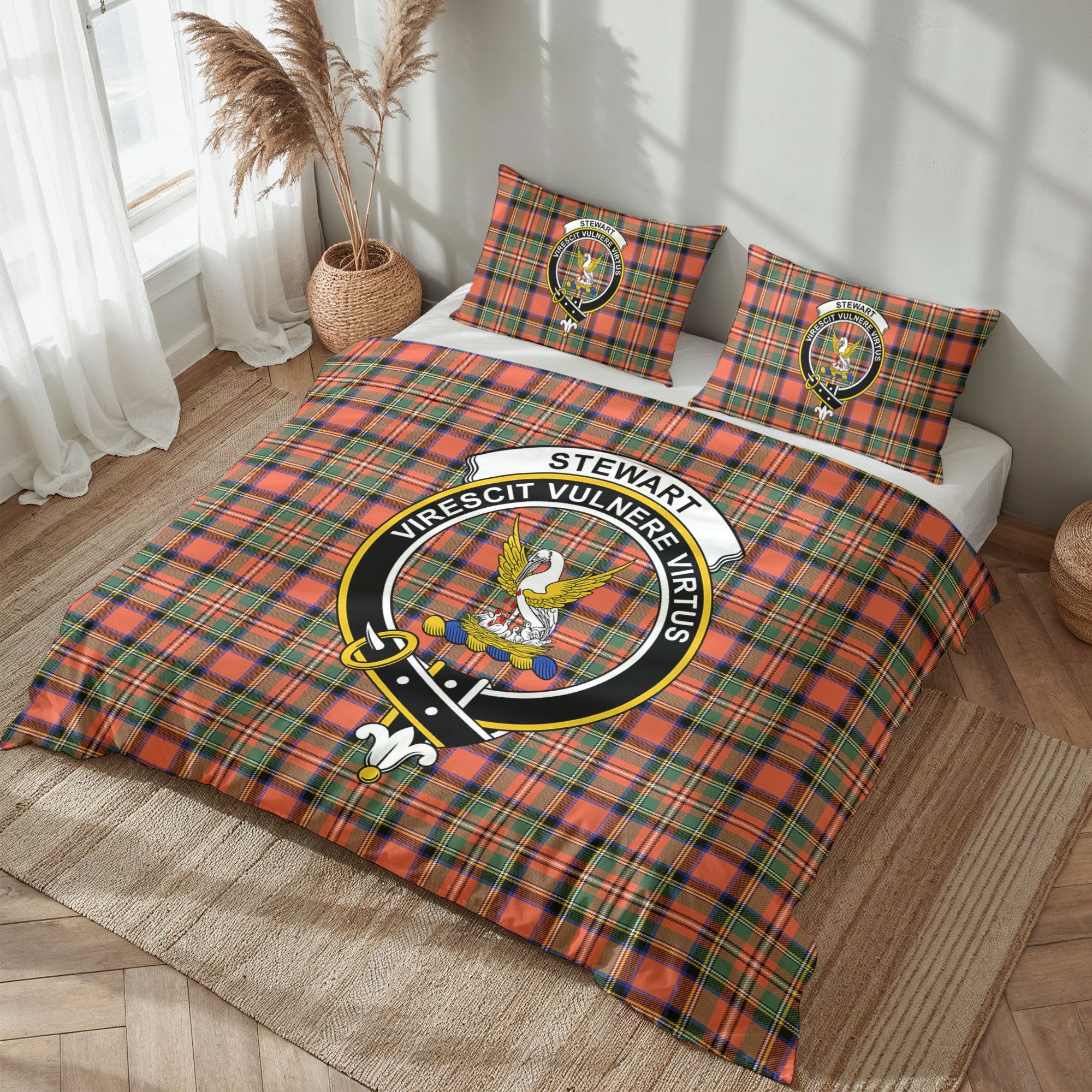 Stewart Royal Ancient Tartan Crest Bedding Set