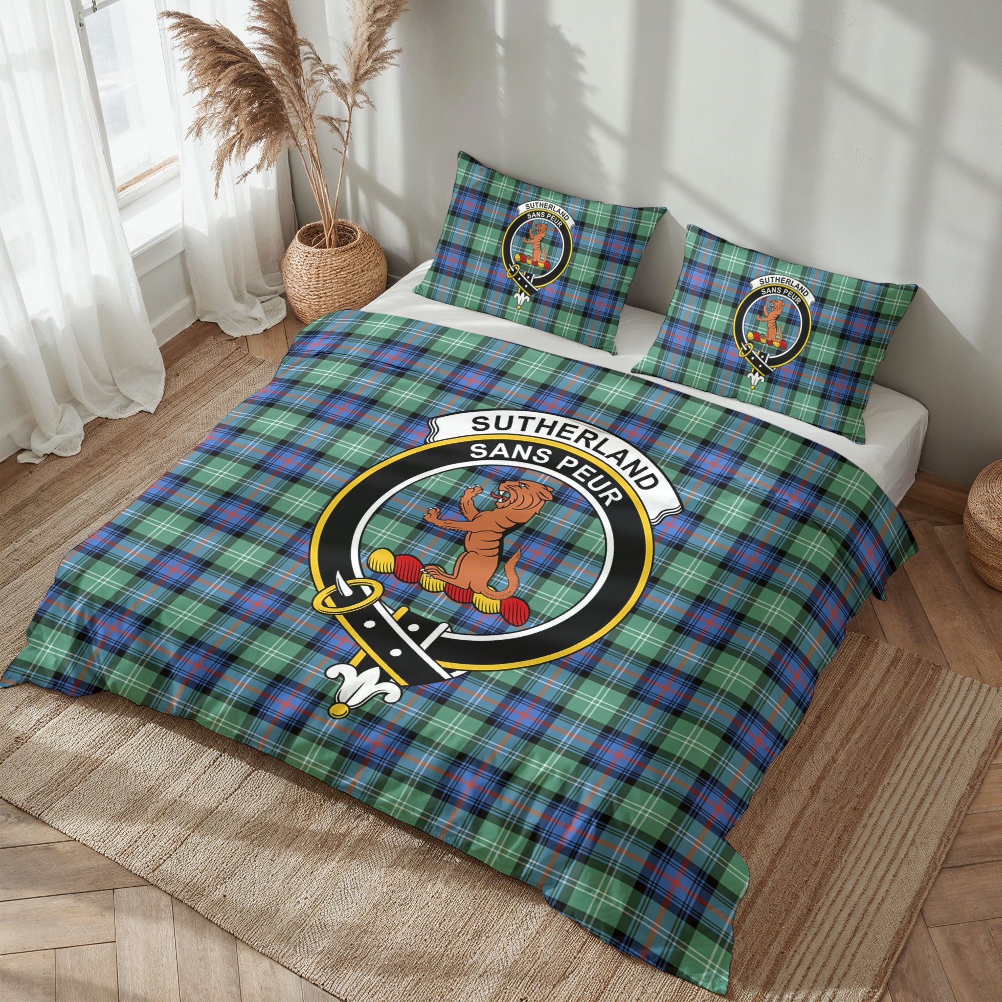Sutherland Old Ancient Tartan Crest Bedding Set